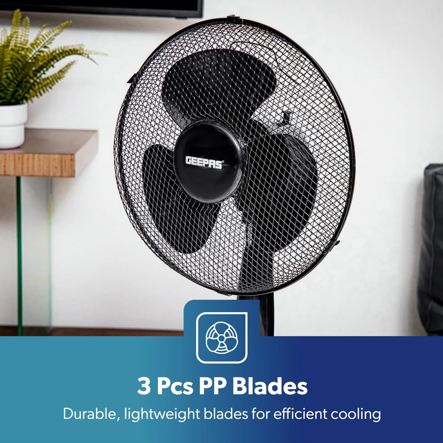 16" Oscillating Pedestal Fan Adjustable Height & 3-Speed - Image 6