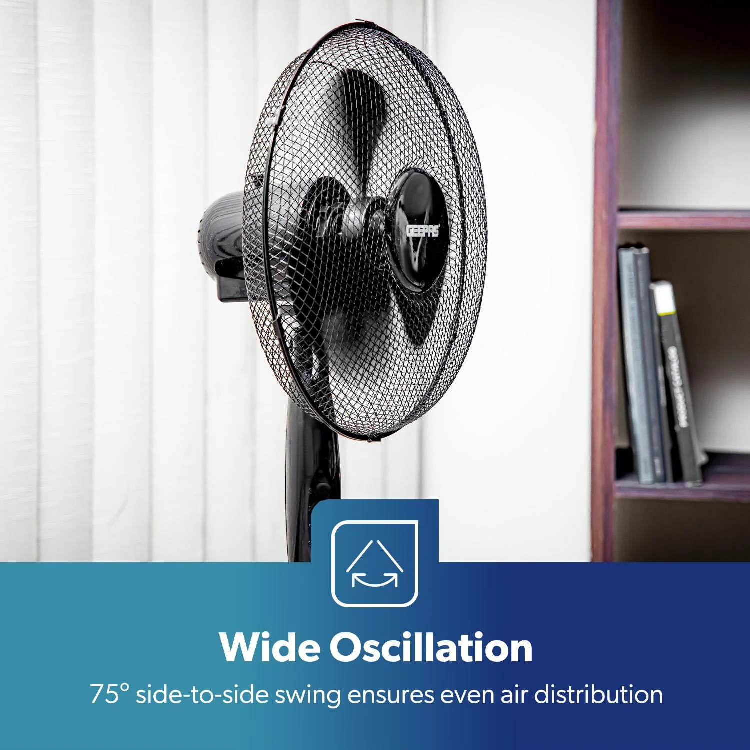 16" Oscillating Pedestal Fan Adjustable Height & 3-Speed - Image 7