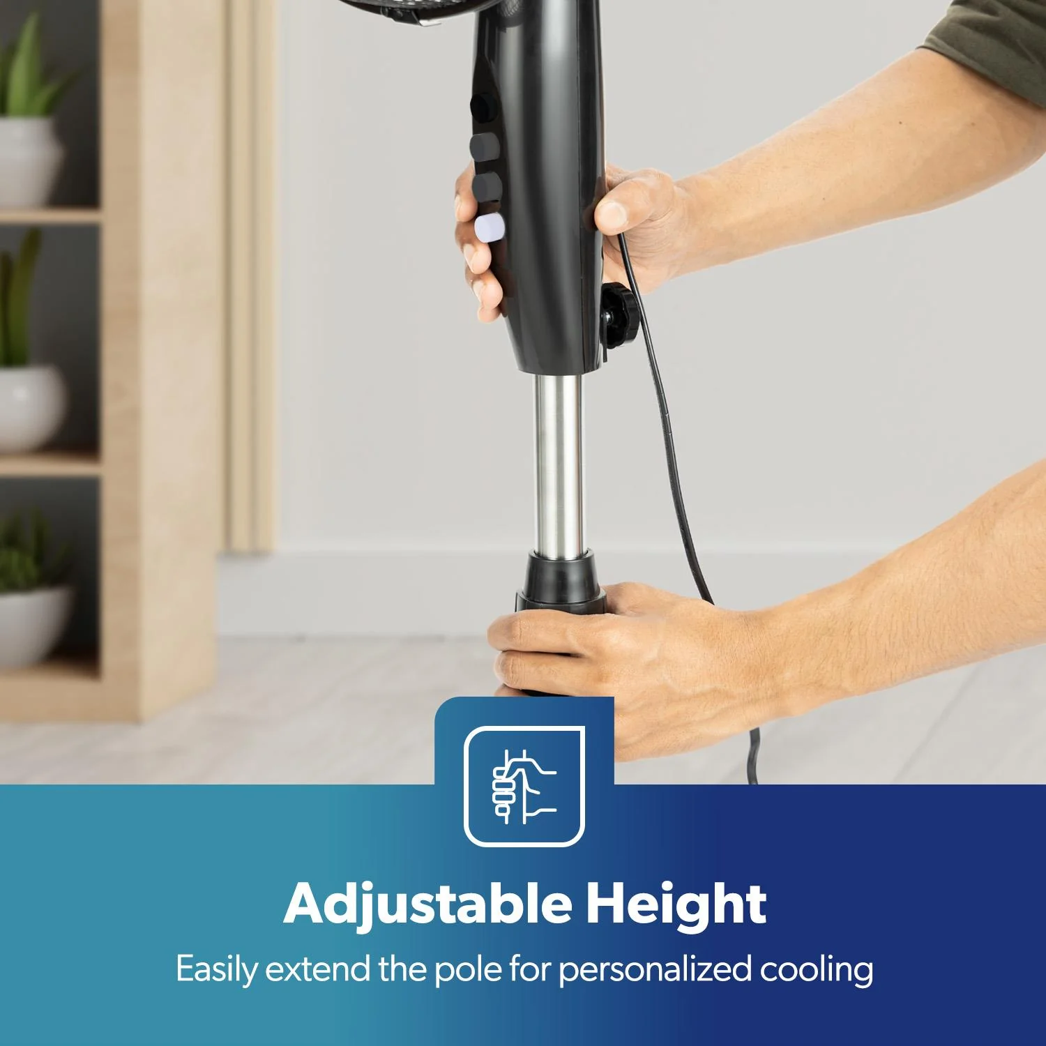 16" Oscillating Pedestal Fan Adjustable Height & 3-Speed - Image 8