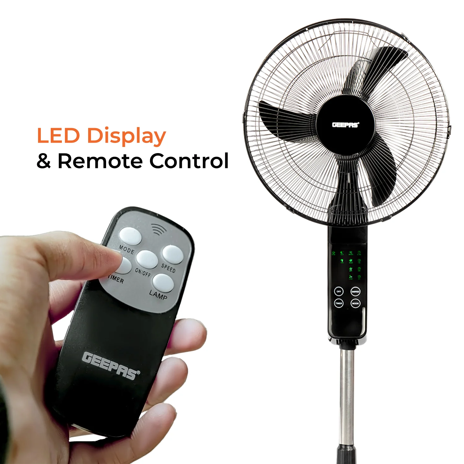 16’’ Pedestal Fan with Remote Control, 60W - Image 3