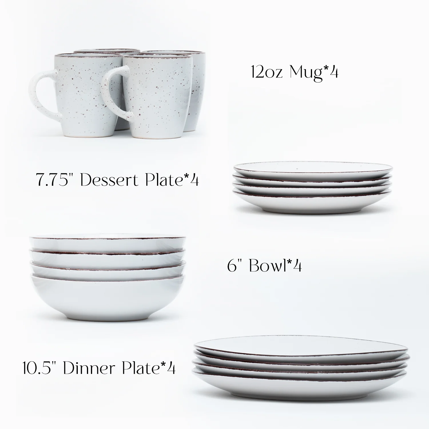 16 Piece 'Coastal White' Stoneware Dinnerware Set - Image 3