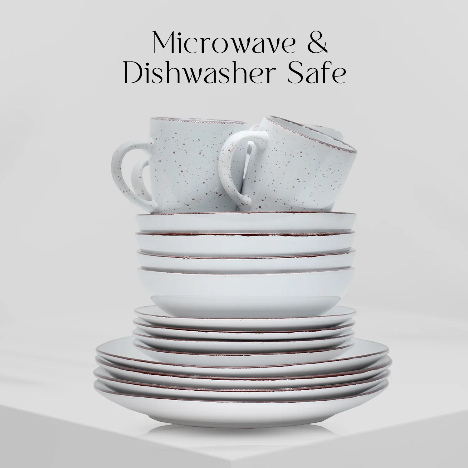 16 Piece 'Coastal White' Stoneware Dinnerware Set - Image 4