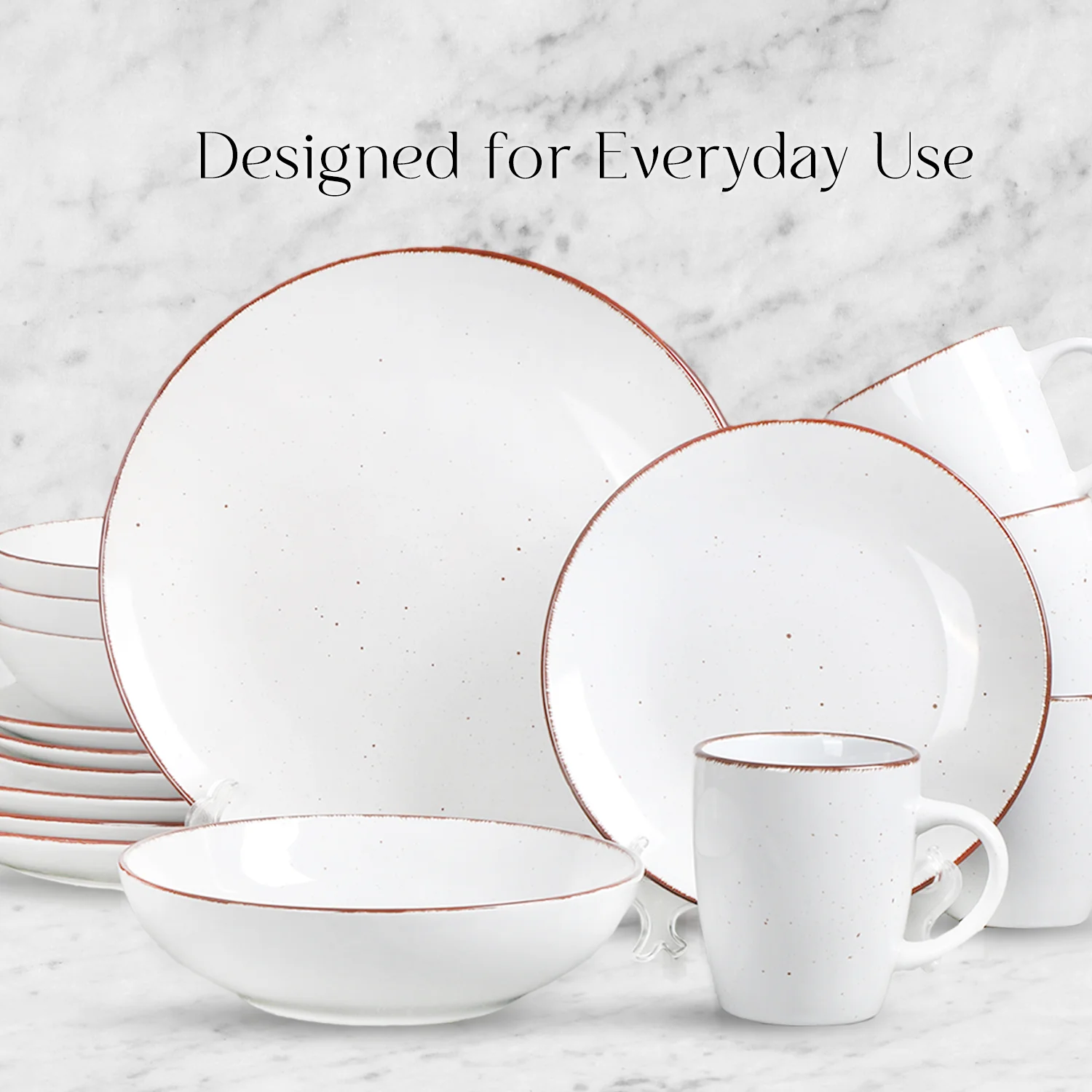 16 Piece 'Coastal White' Stoneware Dinnerware Set - Image 5