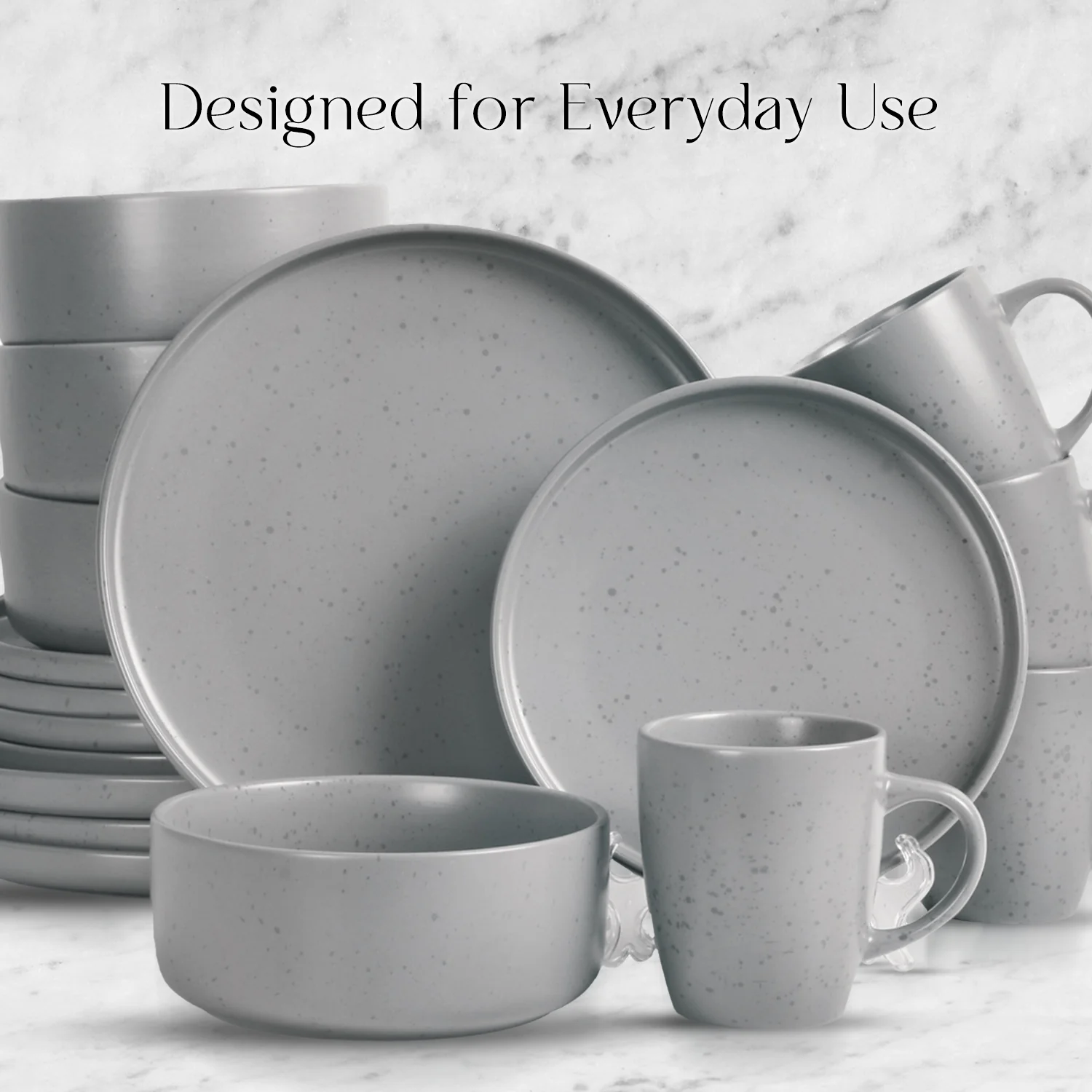 16 Piece 'Nordic Grey' Stoneware Dinnerware Set - Image 4