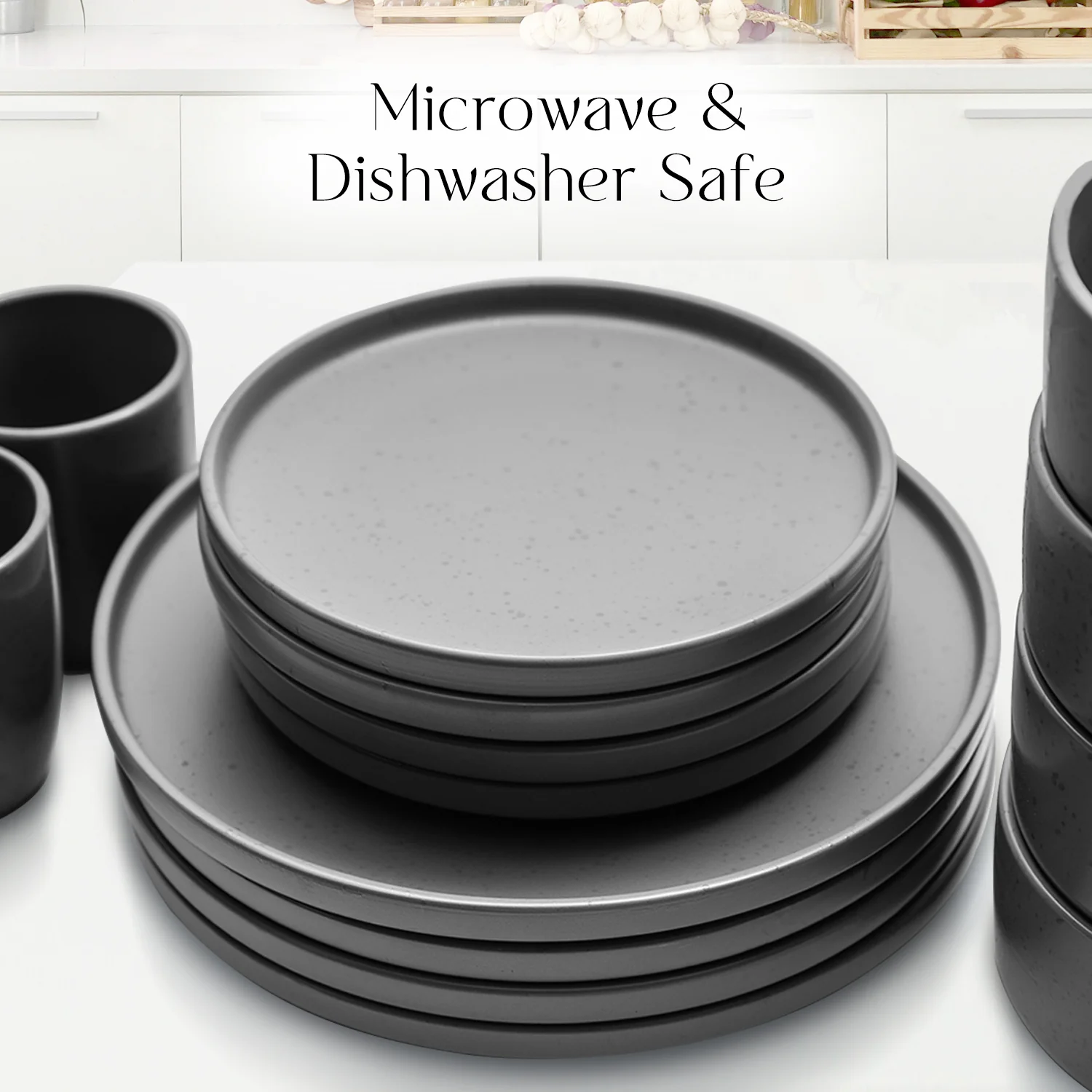 16 Piece 'Nordic Grey' Stoneware Dinnerware Set - Image 5