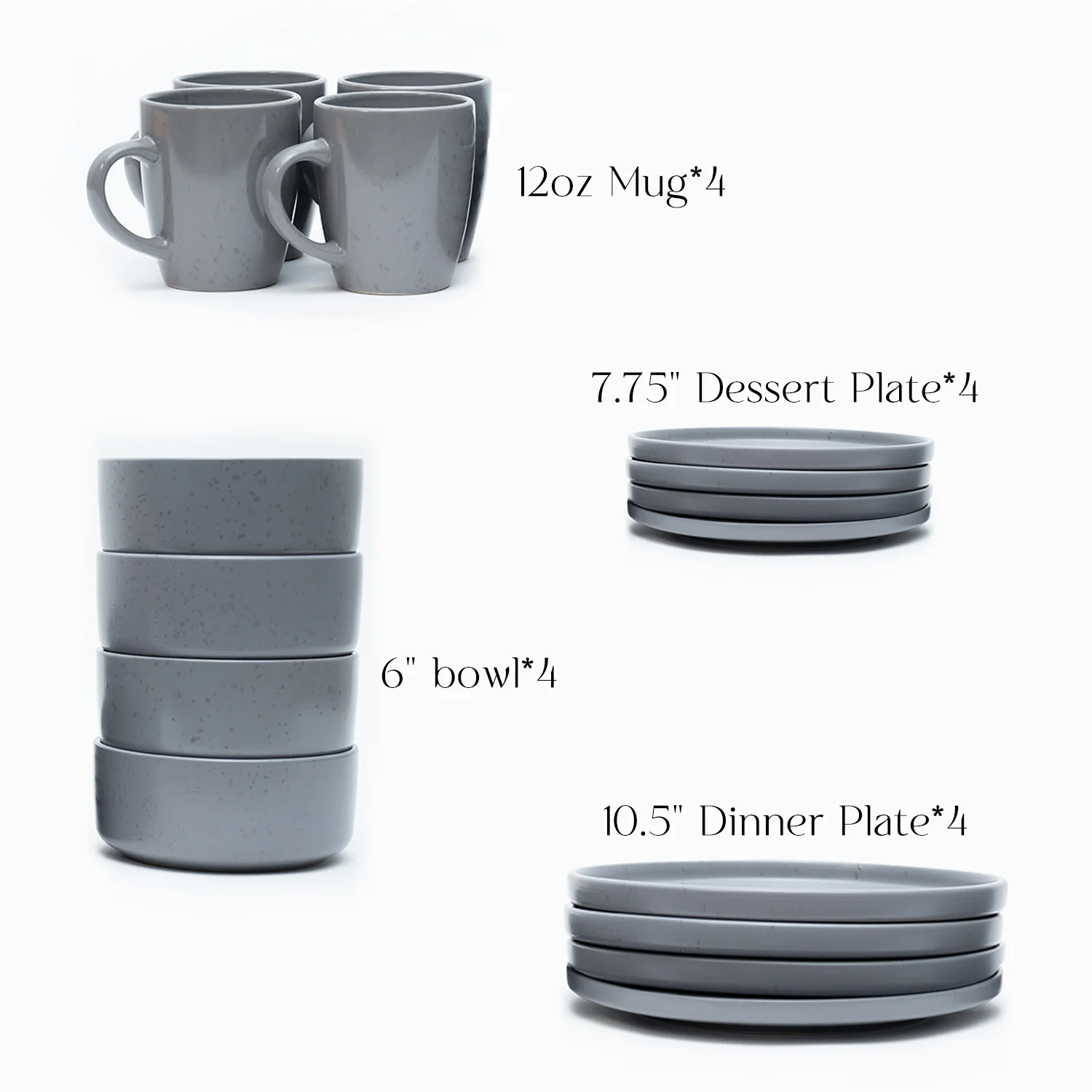 16 Piece 'Nordic Grey' Stoneware Dinnerware Set - Image 6