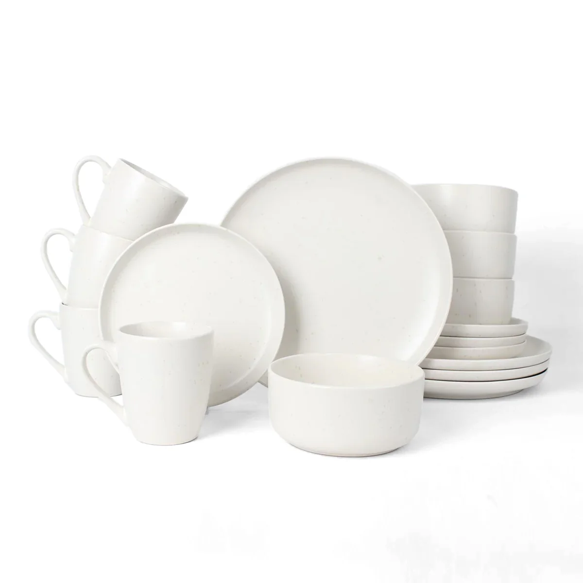 16-Piece Stoneware Dinner Set Plates, Bowls and Cups Set