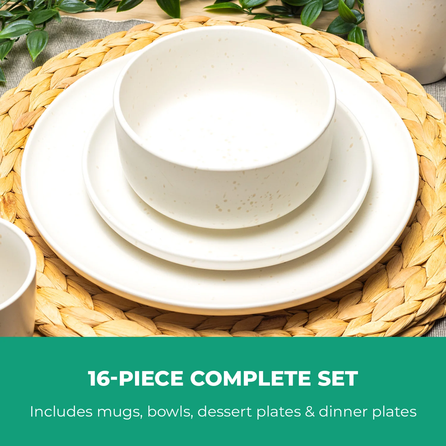 16-Piece Stoneware Dinner Set Plates, Bowls and Cups Set - Image 3