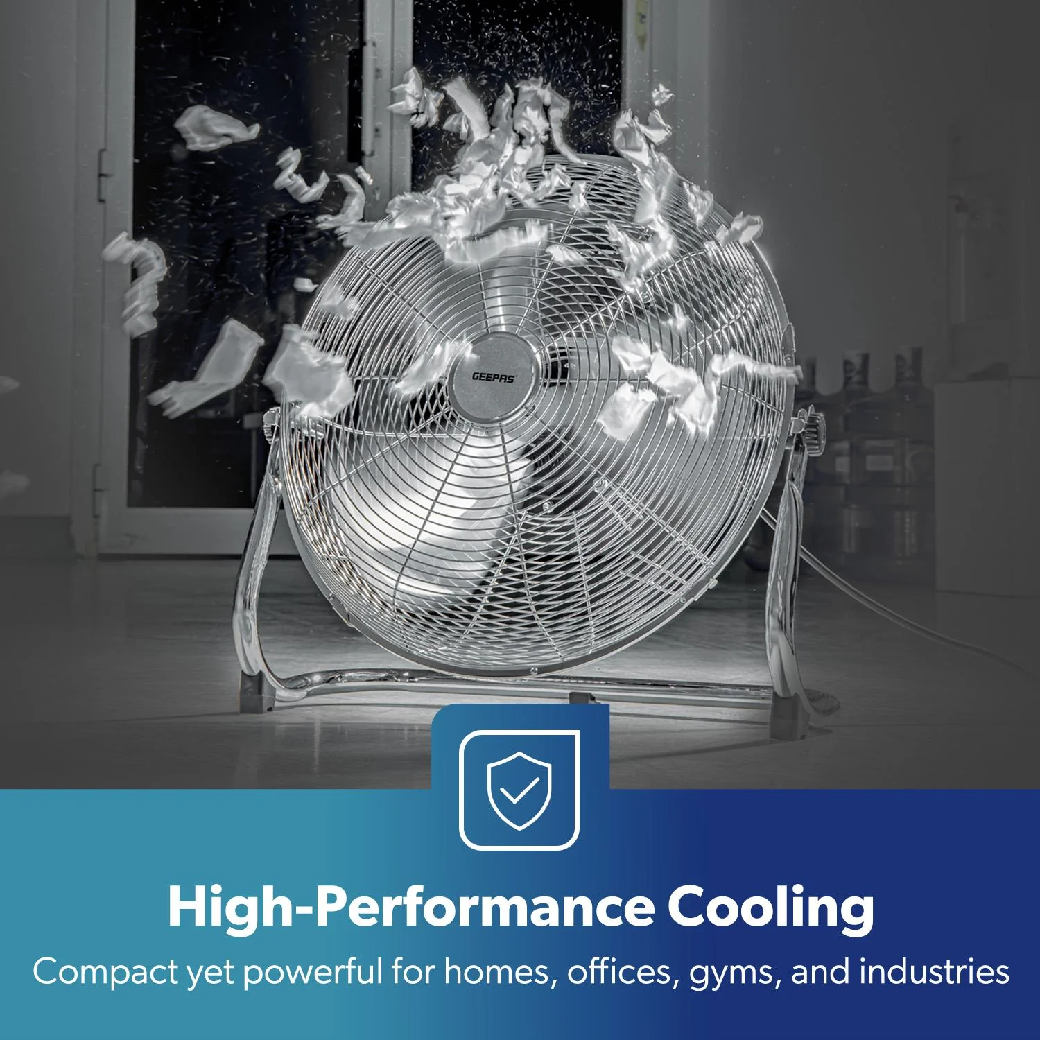 16'' Silver Chrome High-Velocity Floor Fan Fan - Image 3