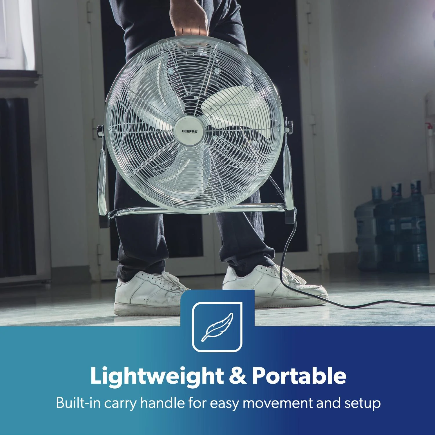 16'' Silver Chrome High-Velocity Floor Fan Fan - Image 4