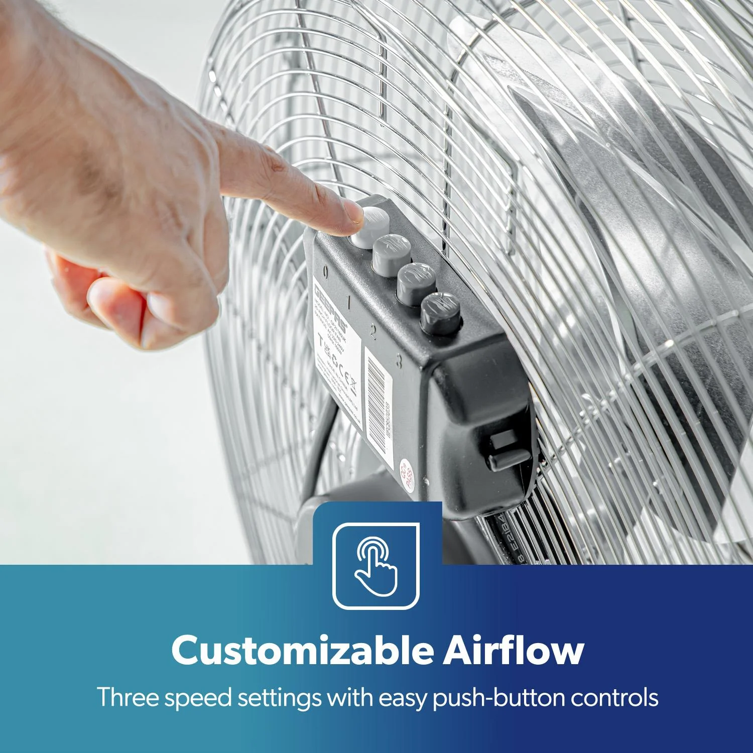 16'' Silver Chrome High-Velocity Floor Fan Fan - Image 5