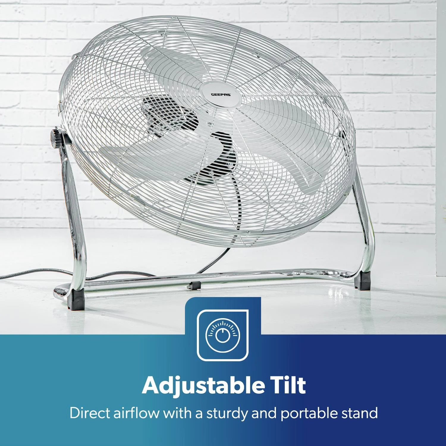 16'' Silver Chrome High-Velocity Floor Fan Fan - Image 7