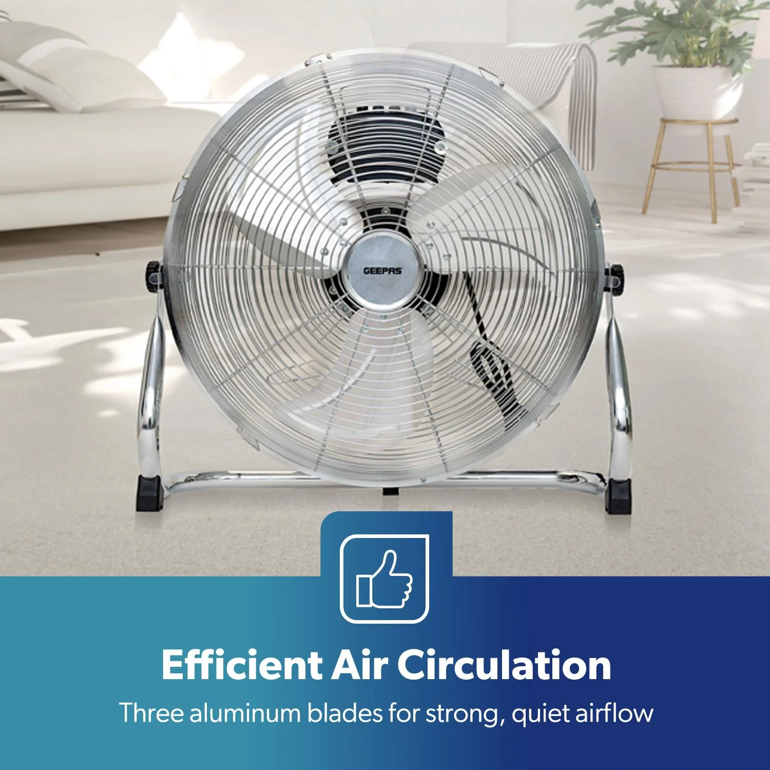 16'' Silver Chrome High-Velocity Floor Fan Fan - Image 8
