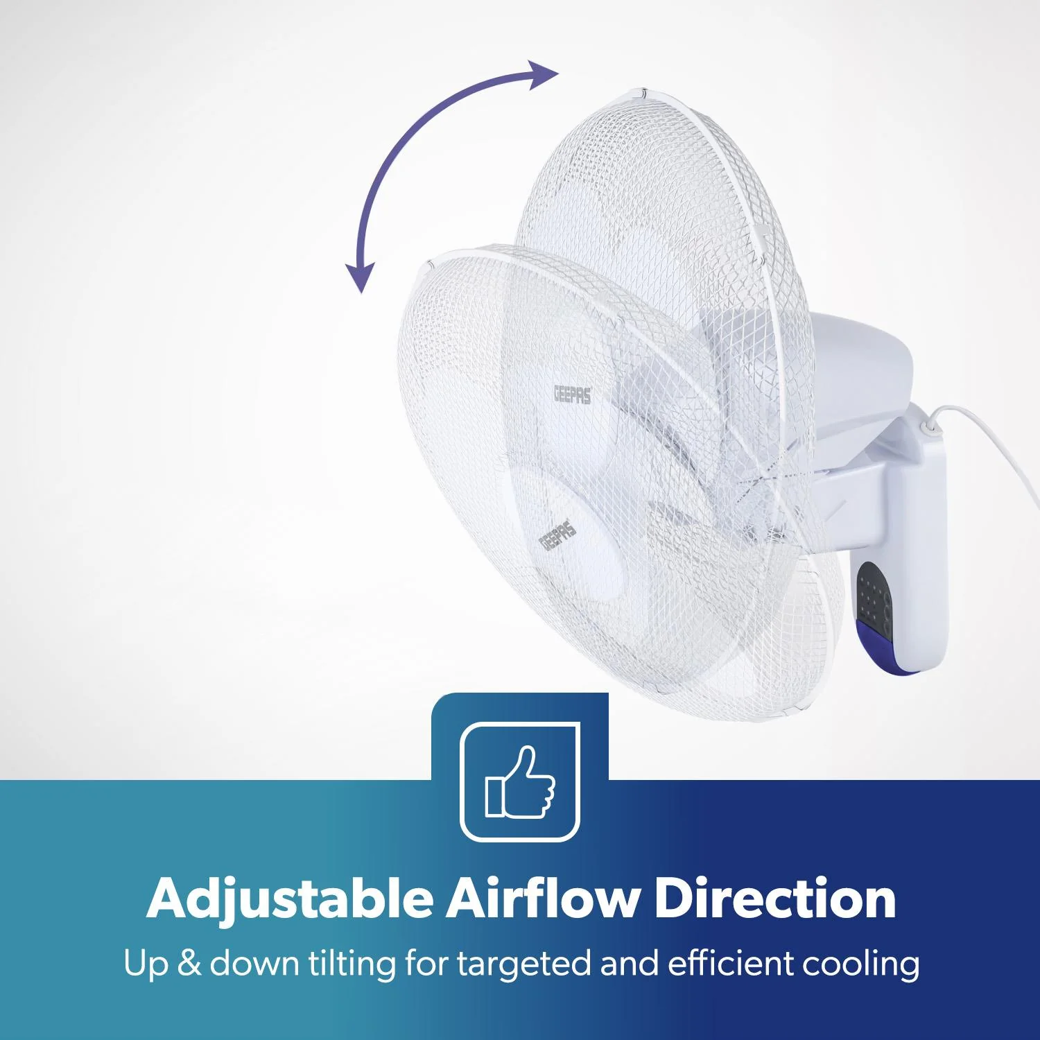 16" White Remote Controlled Three-Speed Wall Fan 45W - Image 3