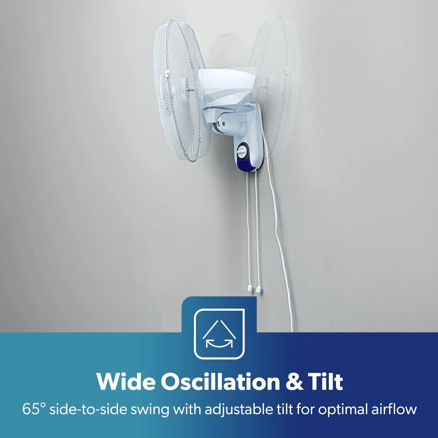 16" White Remote Controlled Three-Speed Wall Fan 45W - Image 6