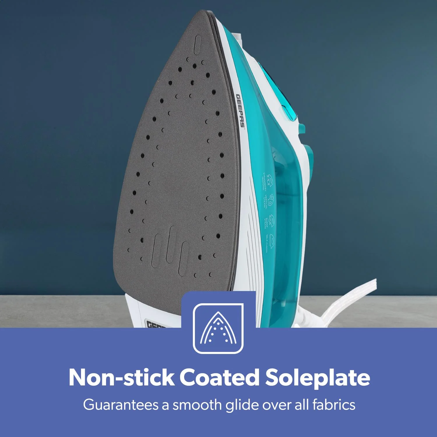 1600W Blue Non-Stick Soleplate Dry/Steam Iron - Image 5