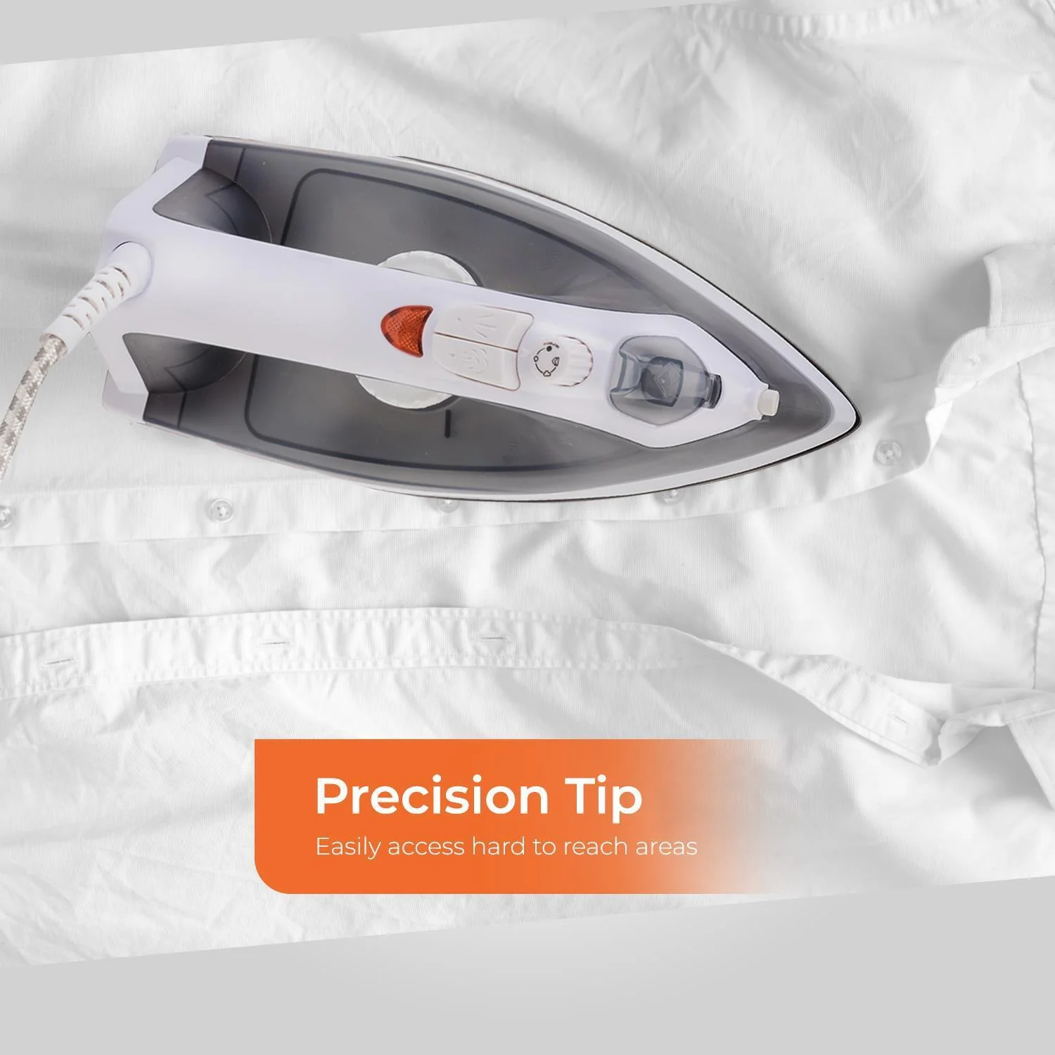 1600W Grey Steam Iron with Non-Stick Soleplate and Adjustable Temperature - Image 5