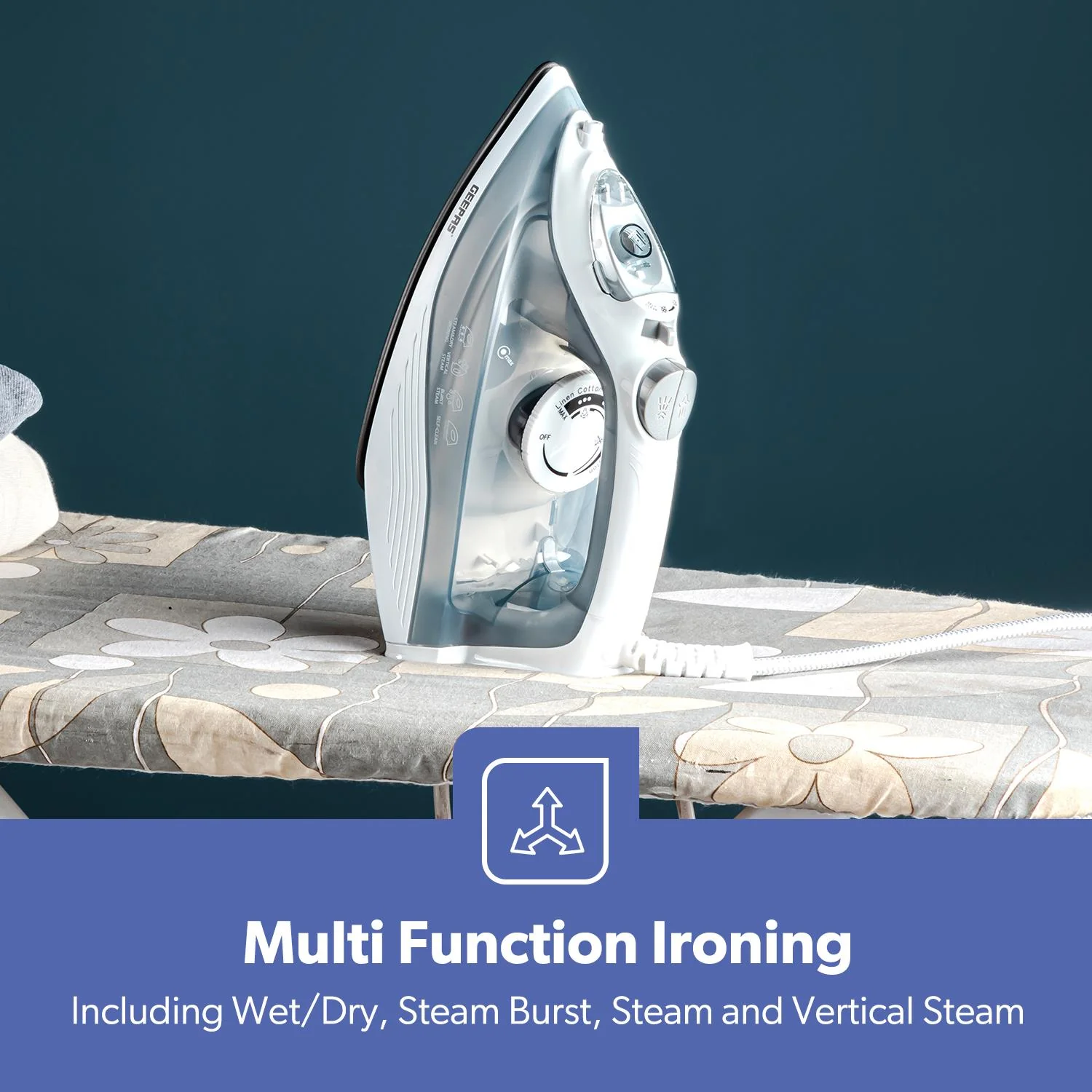 1600W Non-Stick Soleplate Dry/Steam Iron - Image 8