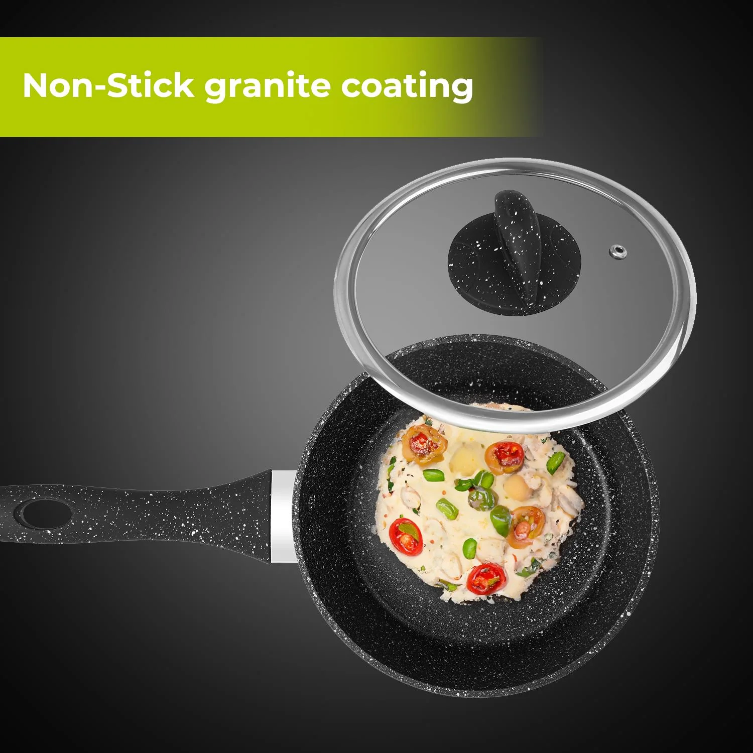 16cm Non-Stick Granite Coated Cooking Pot With Lid - Image 4