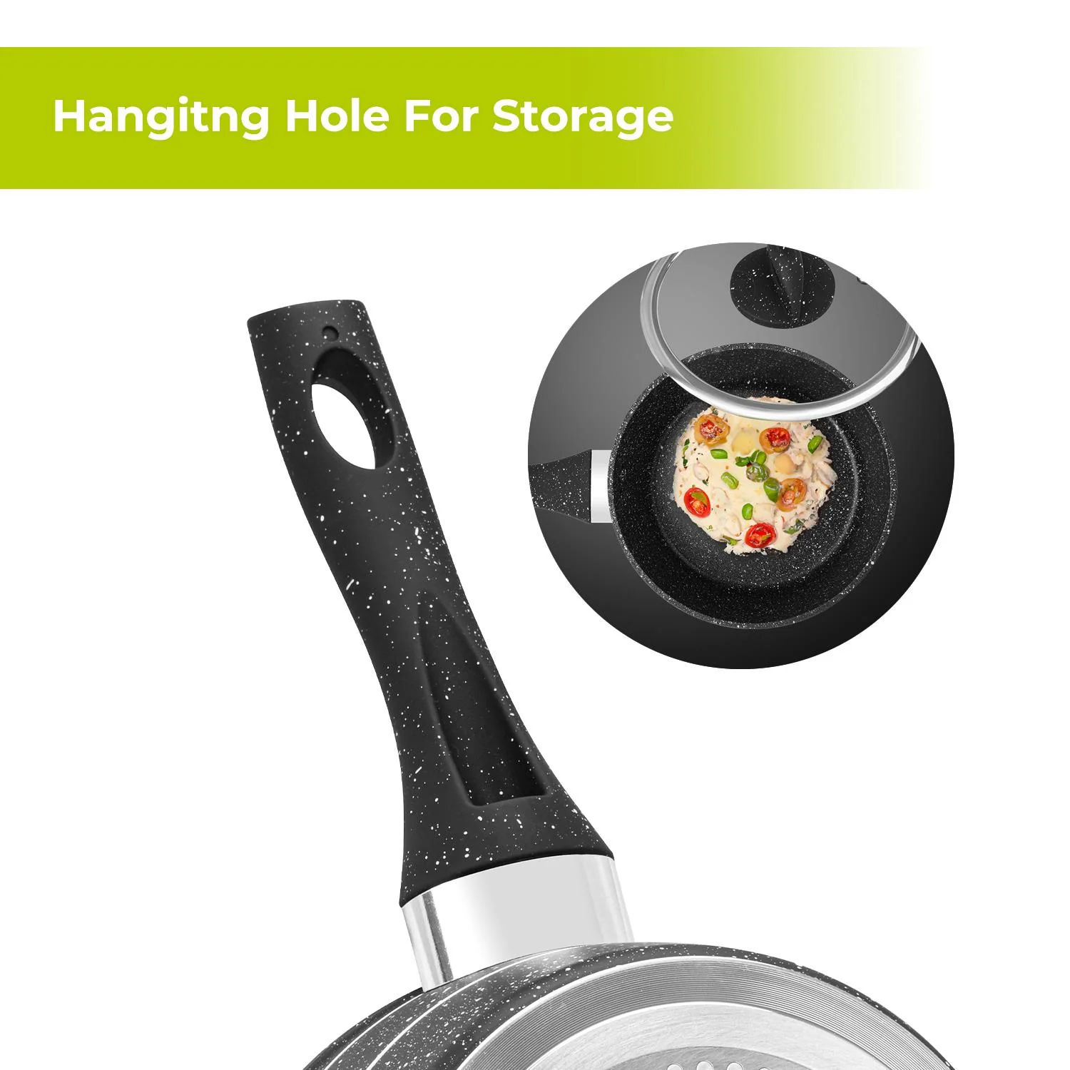 16cm Non-Stick Granite Coated Cooking Pot With Lid - Image 5