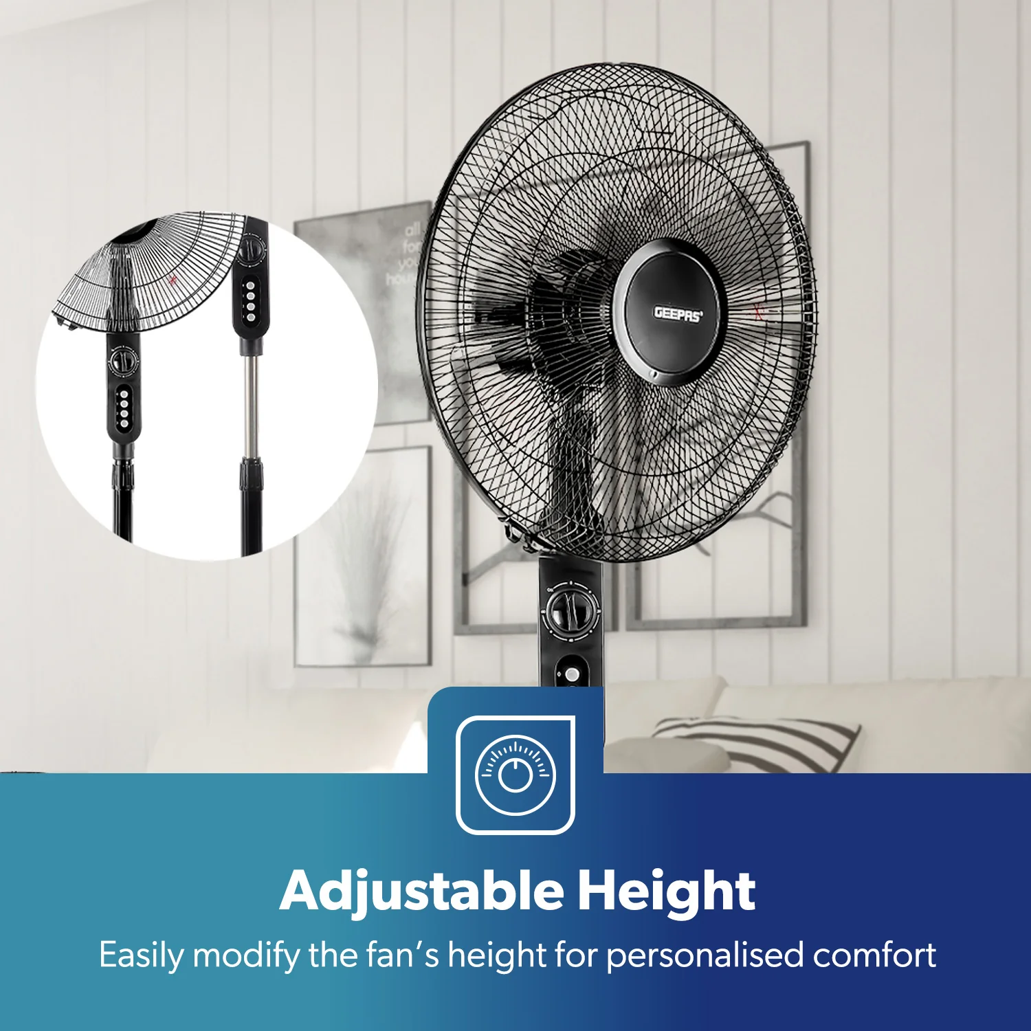 16-Inch Powerful Pedestal Fan with 3 Speeds - Image 4