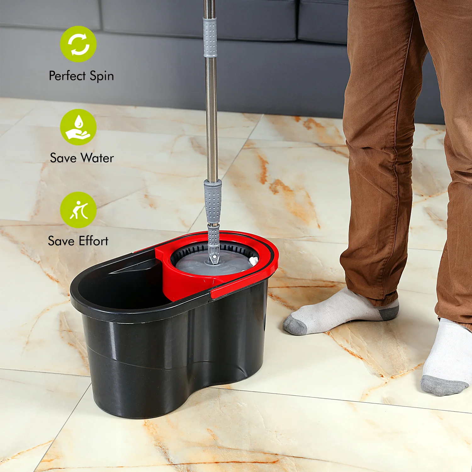 16L 'Easy-Press' Microfibre Mop and Bucket Set - Image 4