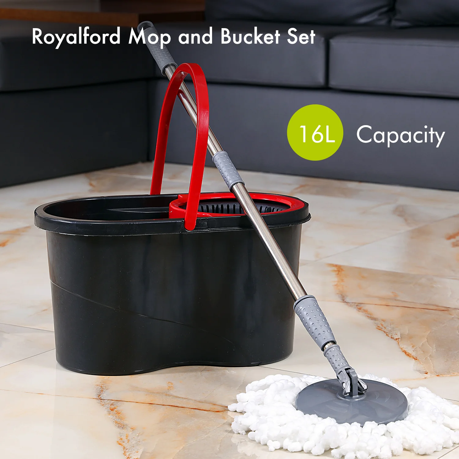 16L 'Easy-Press' Microfibre Mop and Bucket Set - Image 5