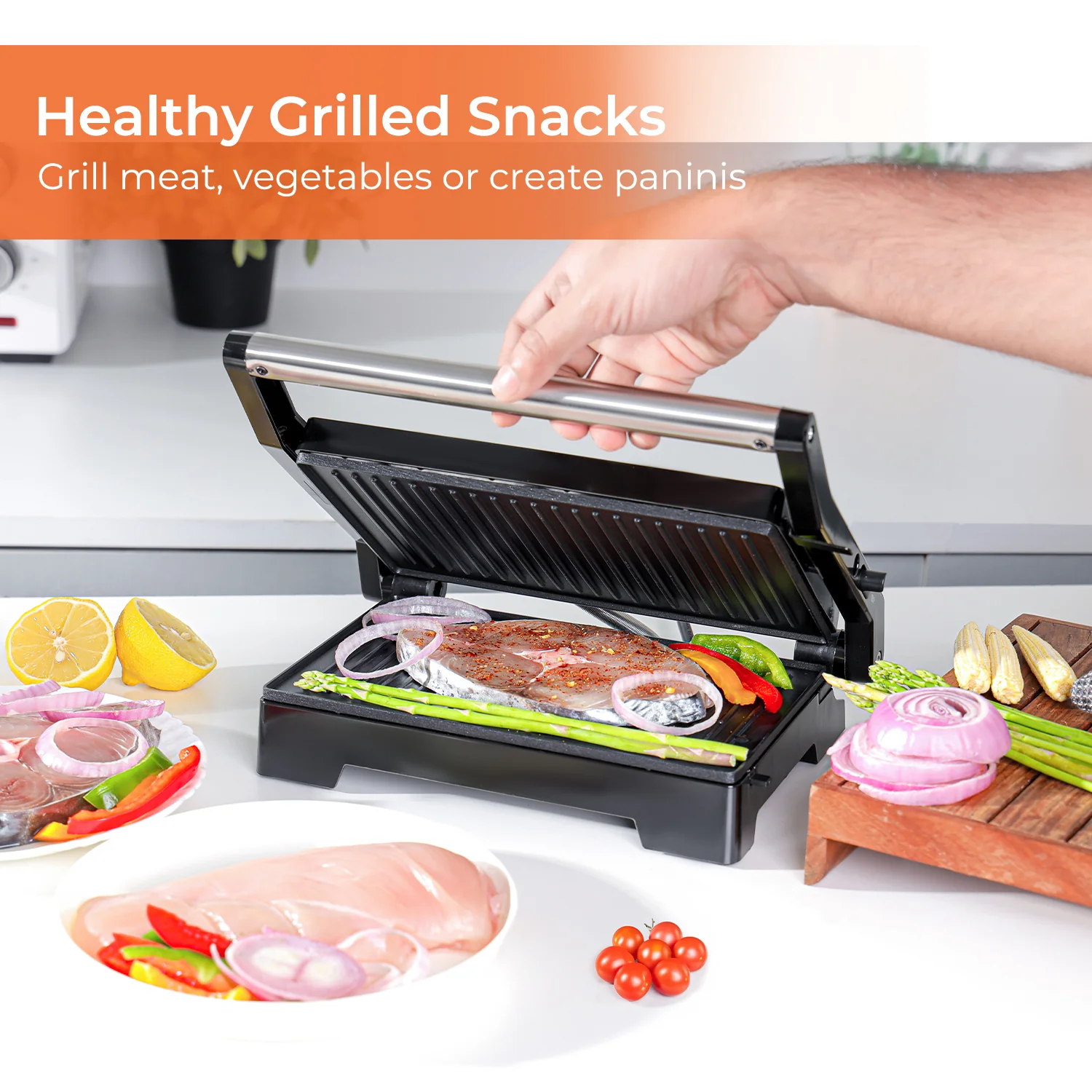 180° Stainless Steel Electric Sandwich Grill and Panini Press - Image 3