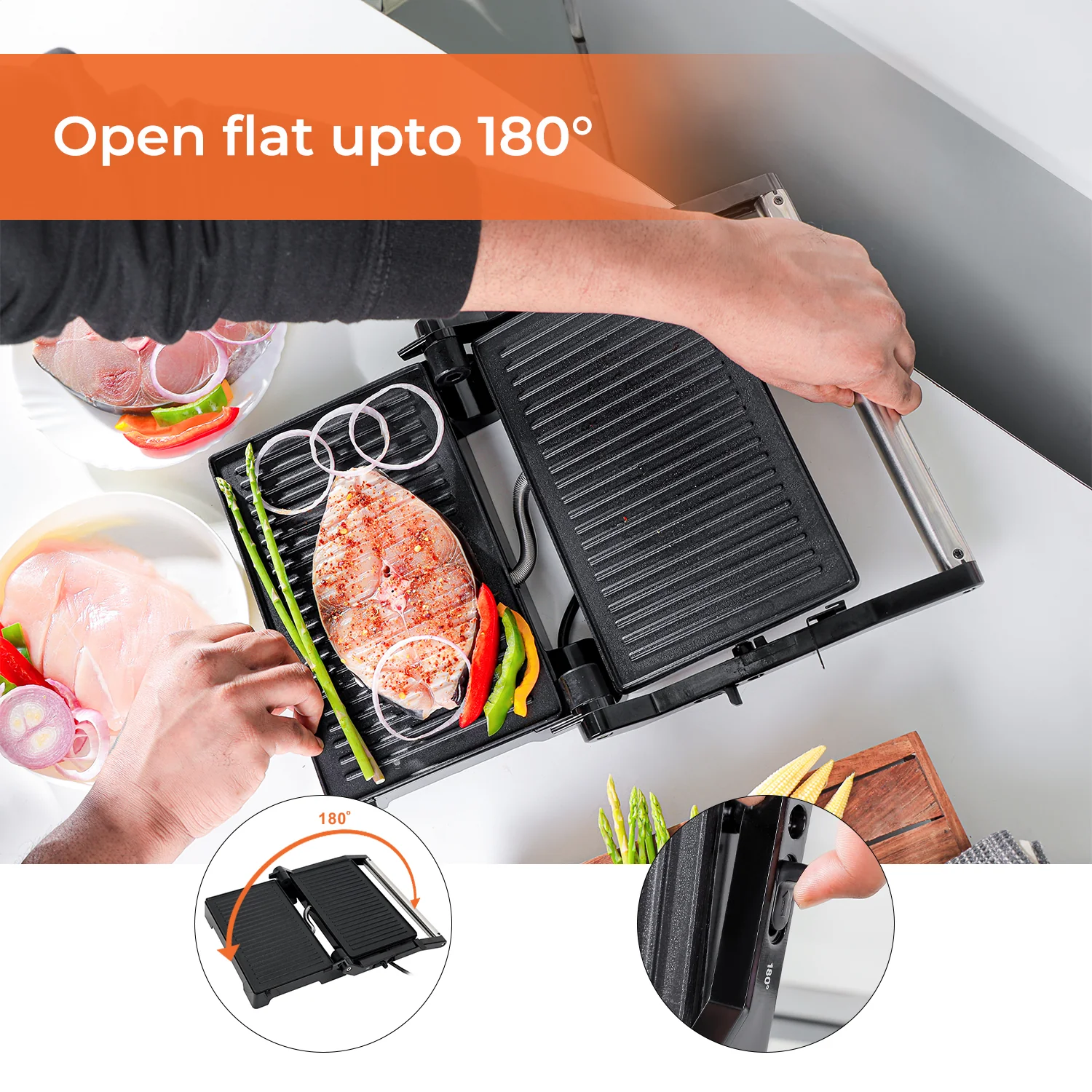 180° Stainless Steel Electric Sandwich Grill and Panini Press - Image 4