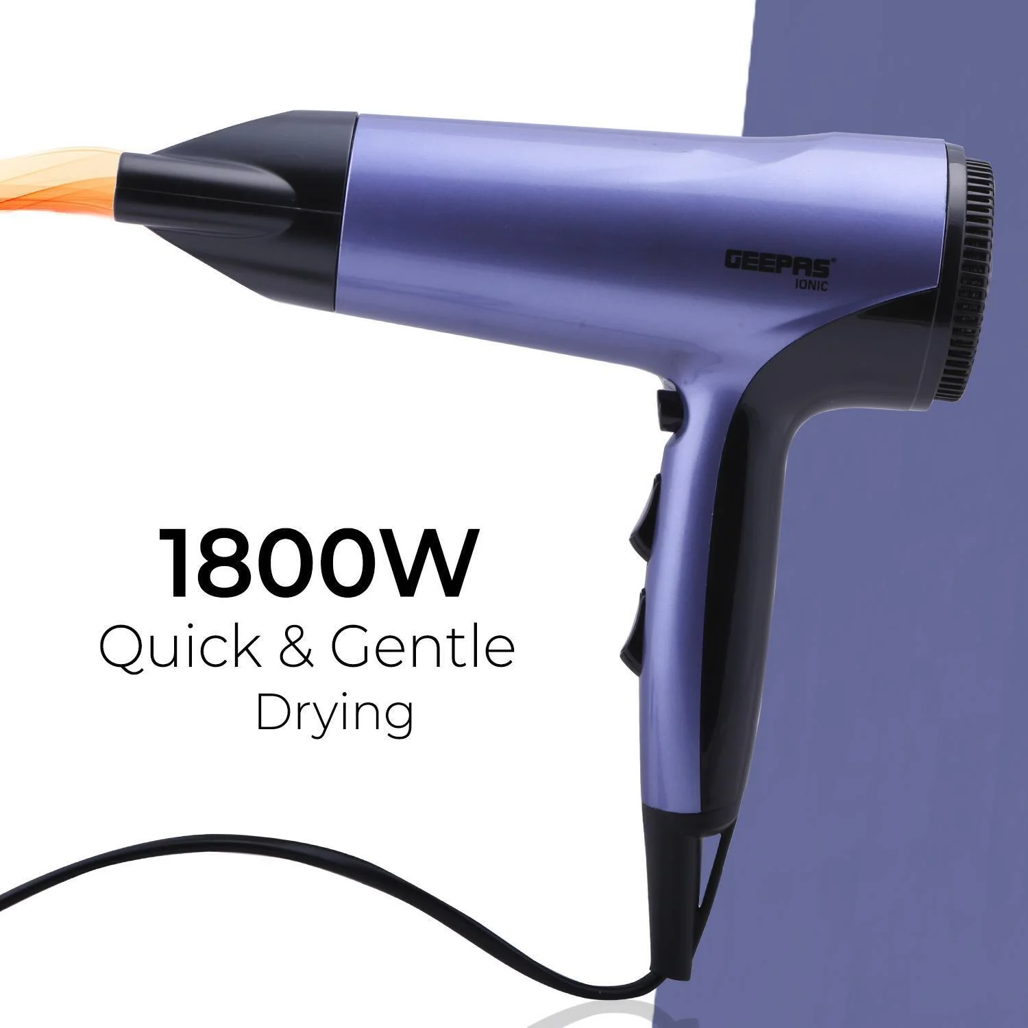 1800W Ionic Hair Dryer with Diffuser and Concentrator - Image 3