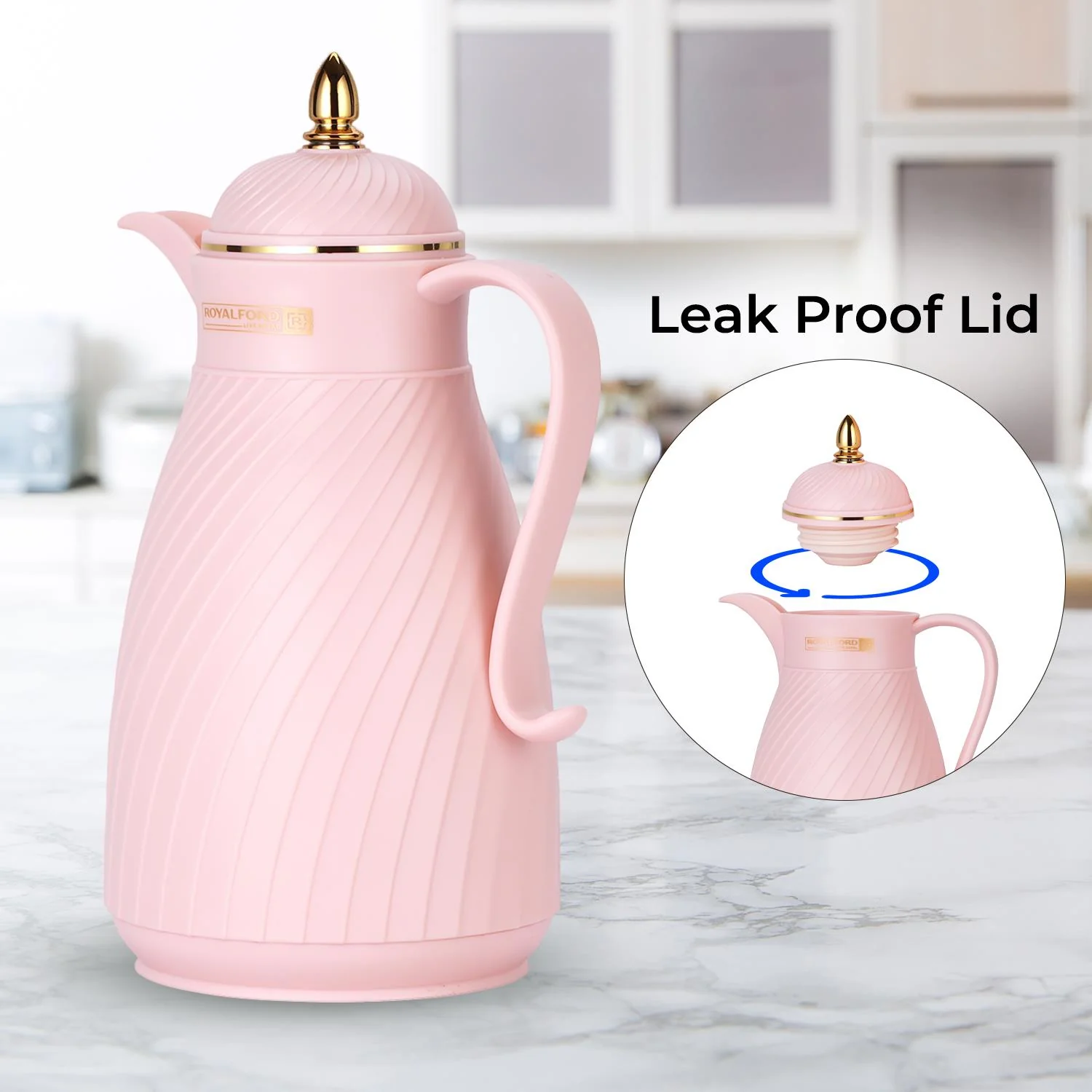 1L Baby Pink Insulated Air Pot Vacuum Flask Thermos Jug - Image 4