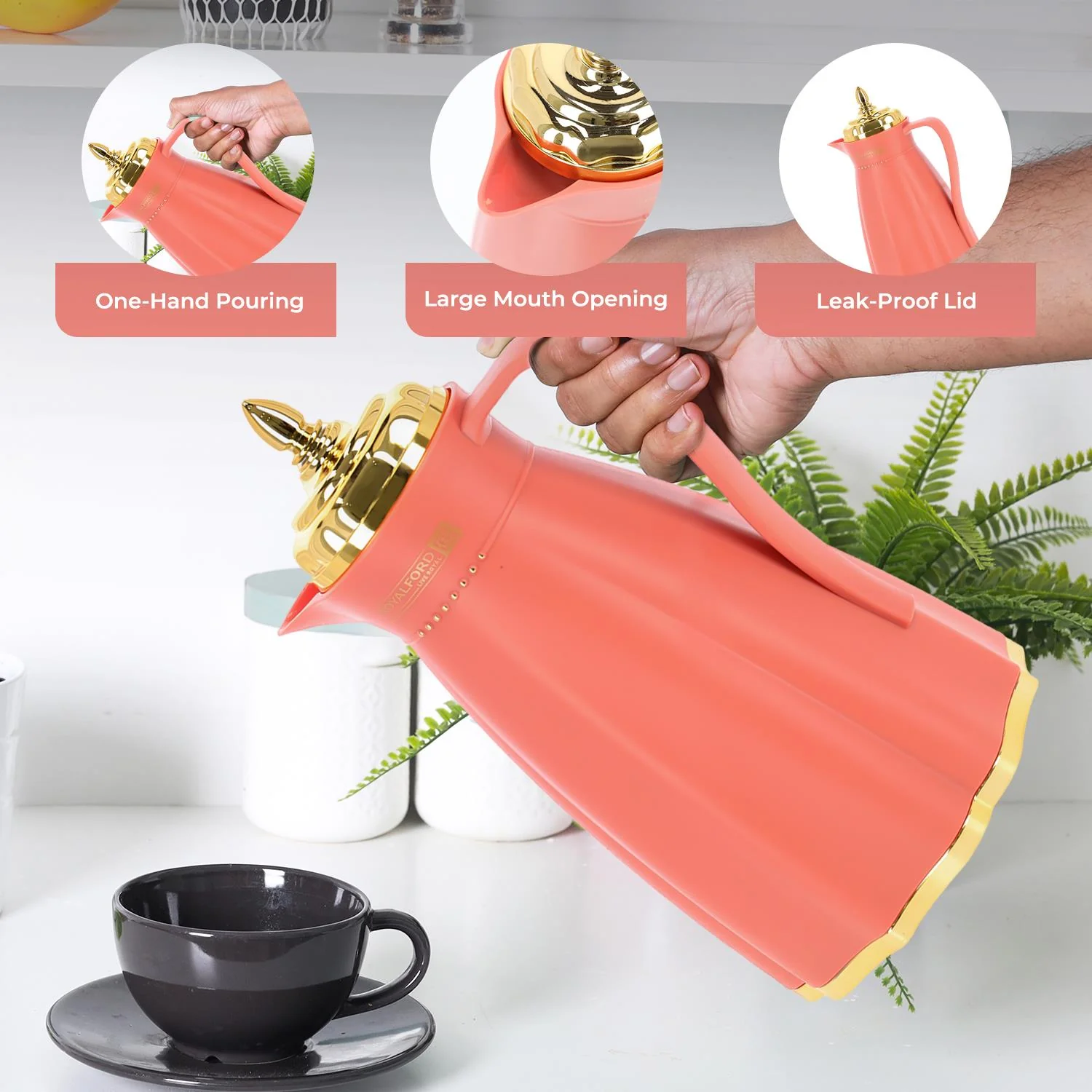 1L Hala 'Blood Orange' Glass Vacuum Flask and Tea Pot - Image 3
