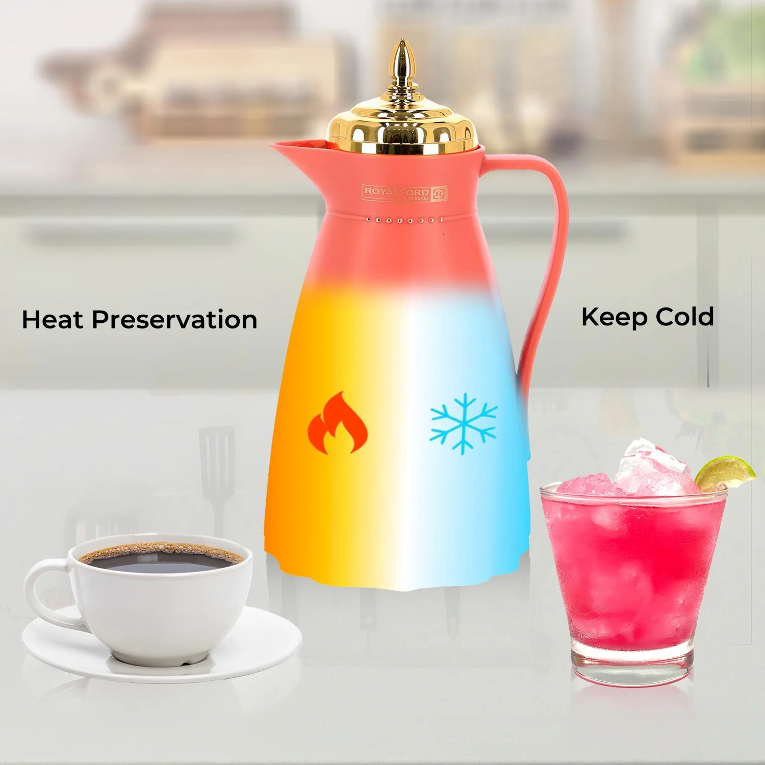 1L Hala 'Blood Orange' Glass Vacuum Flask and Tea Pot - Image 4