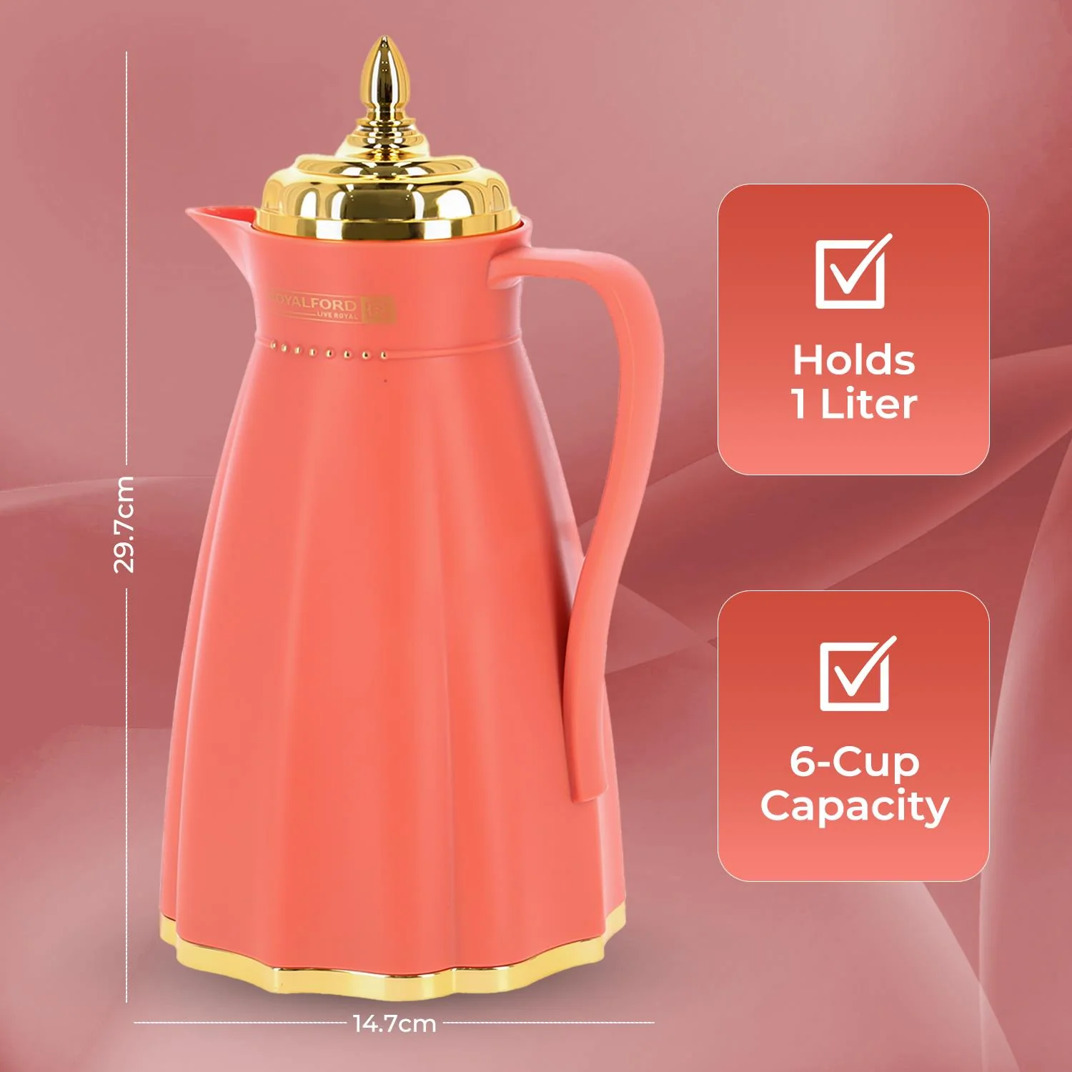 1L Hala 'Blood Orange' Glass Vacuum Flask and Tea Pot - Image 7
