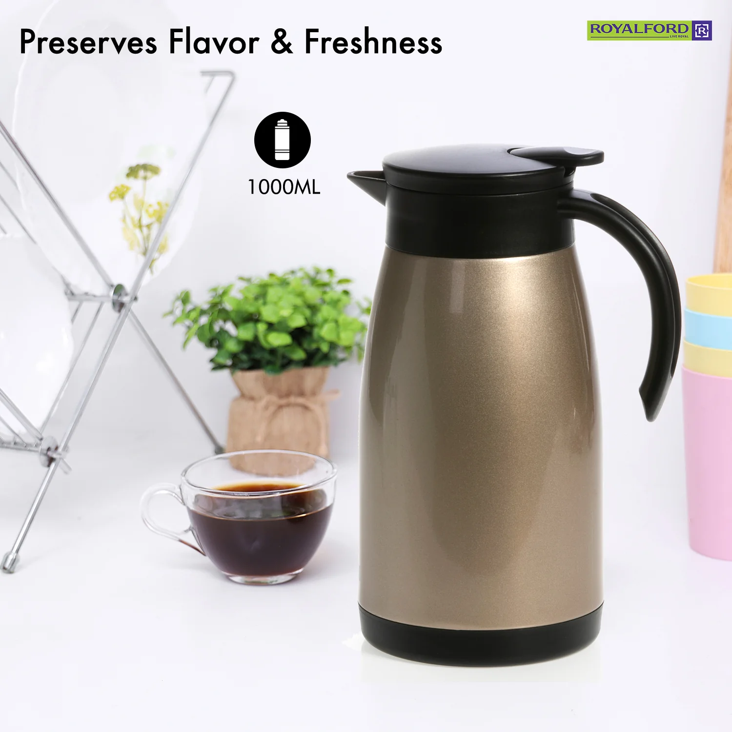 1L Stainless Steel Travel Tea and Coffee Thermos Pot - Image 3