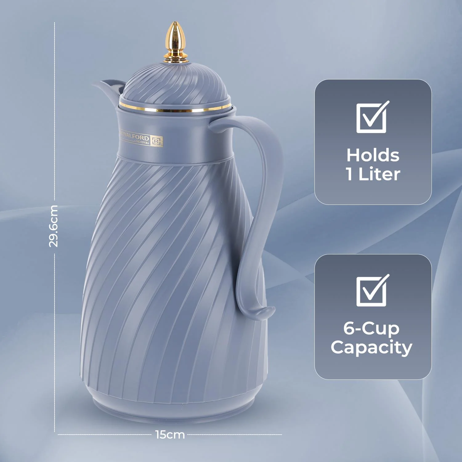 1L Hala Royal Blue Insulated Vacuum Flask Thermos Jug - Image 6