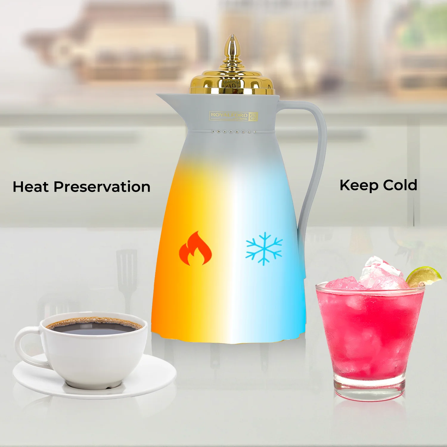 1L Airtight 'Stormy Grey' Glass Thermos Jug Flask - Image 3