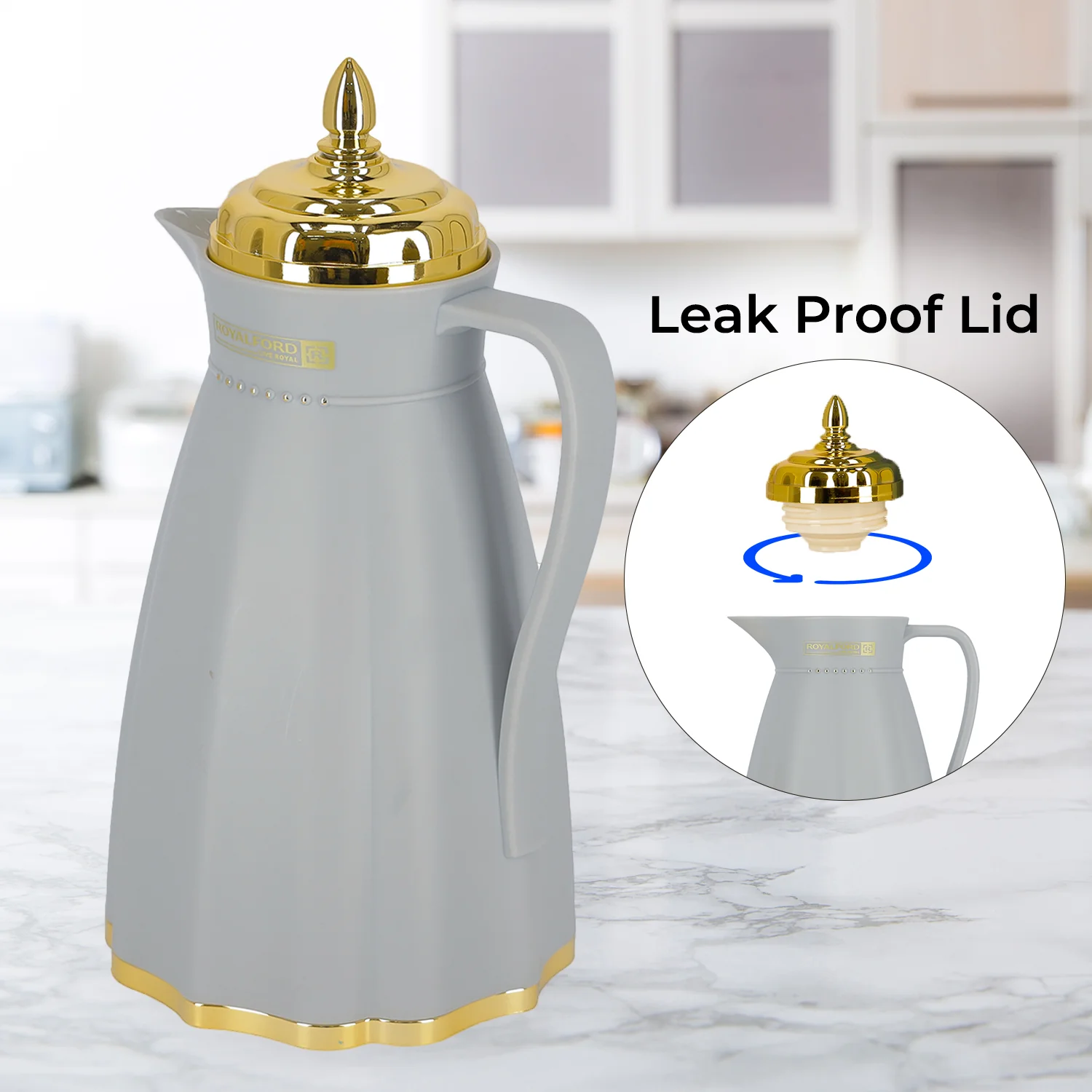 1L Airtight 'Stormy Grey' Glass Thermos Jug Flask - Image 5