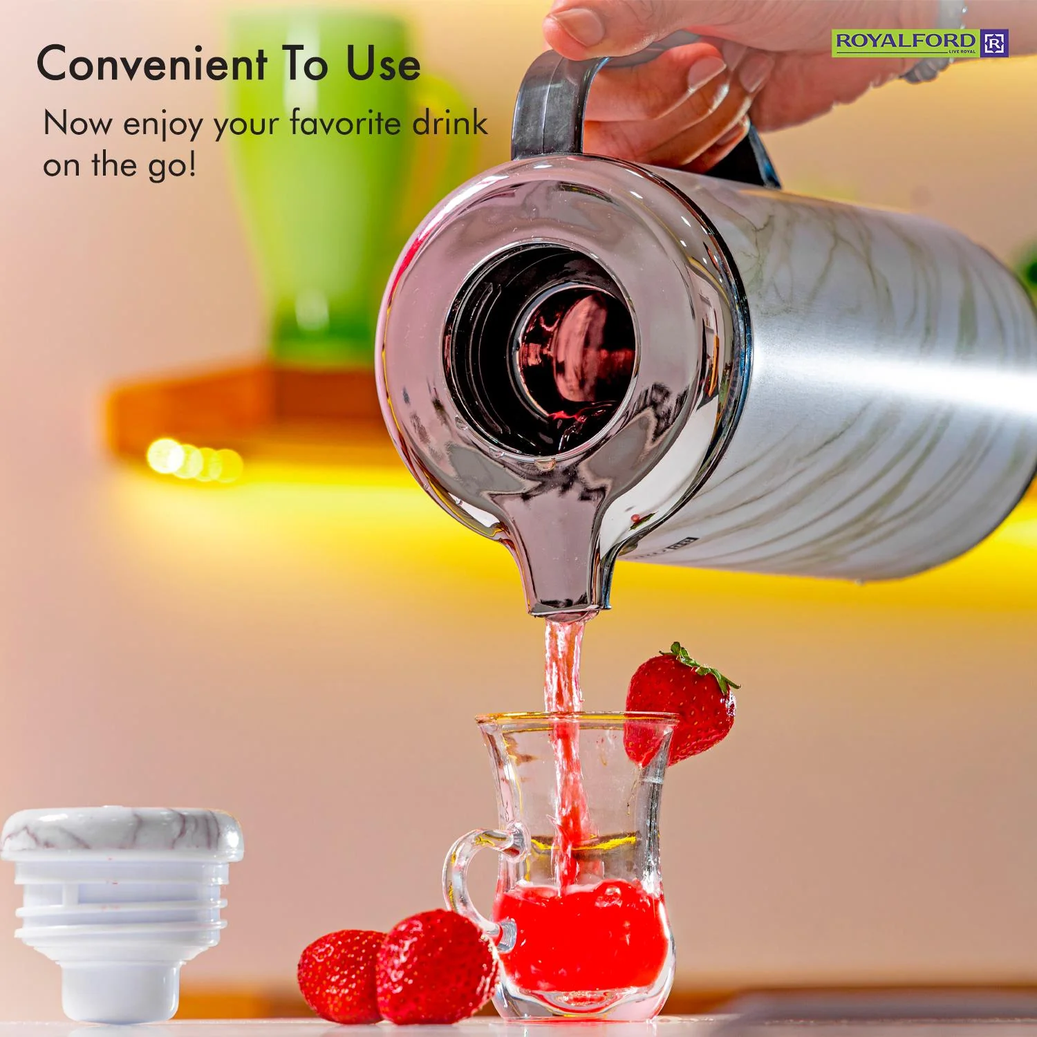 1L Marble Insulated Double Walled Vacuum Flask Jug - Image 2