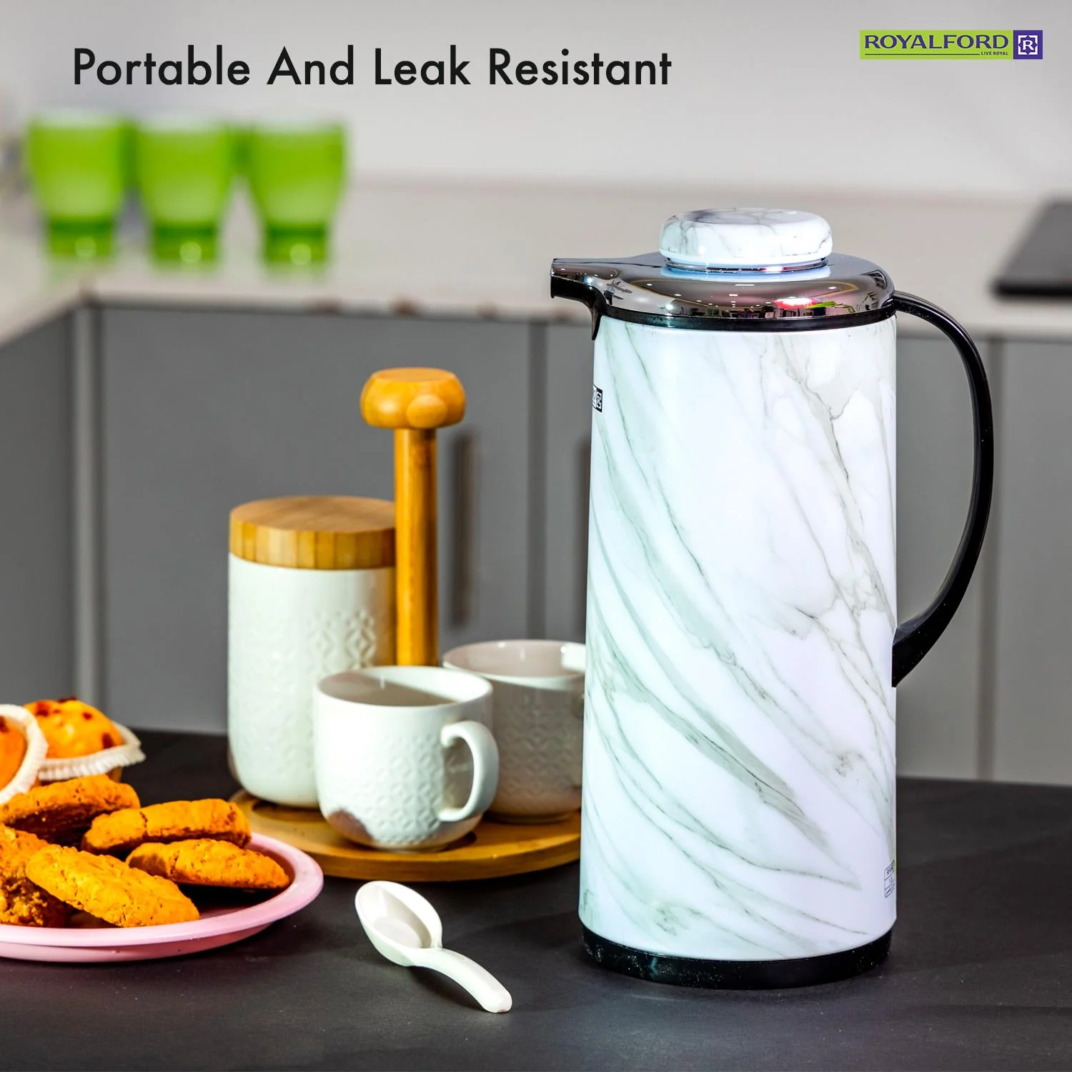 1L Marble Insulated Double Walled Vacuum Flask Jug - Image 6