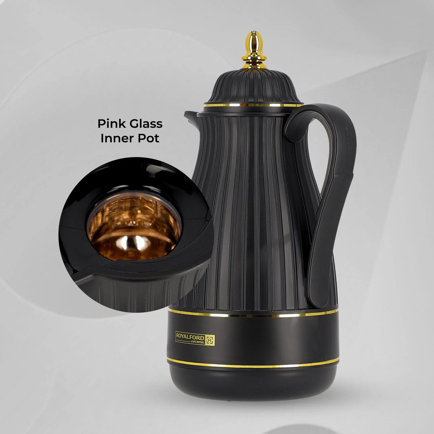 1L Royal Black Insulated Vacuum Flask Thermos Jug - Image 4