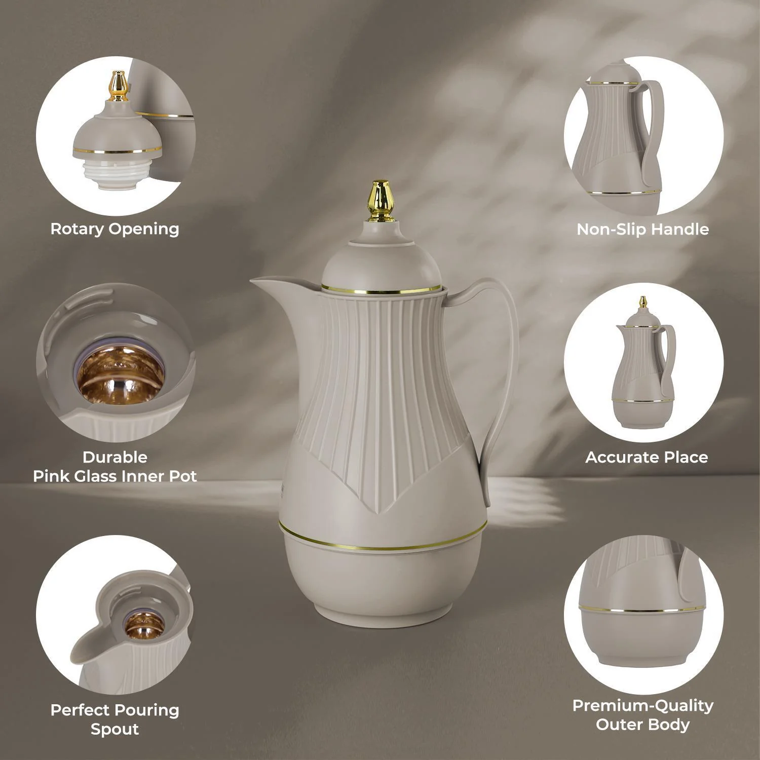 1L Vacuum Insulated Glass Thermos Arabic Jug - Image 3