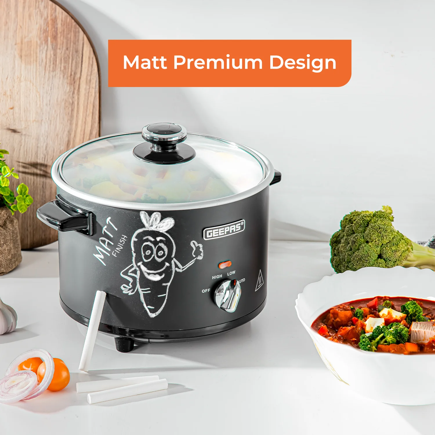 2.5L Black Electric Slow Cooker With Removable Bowl - Image 4