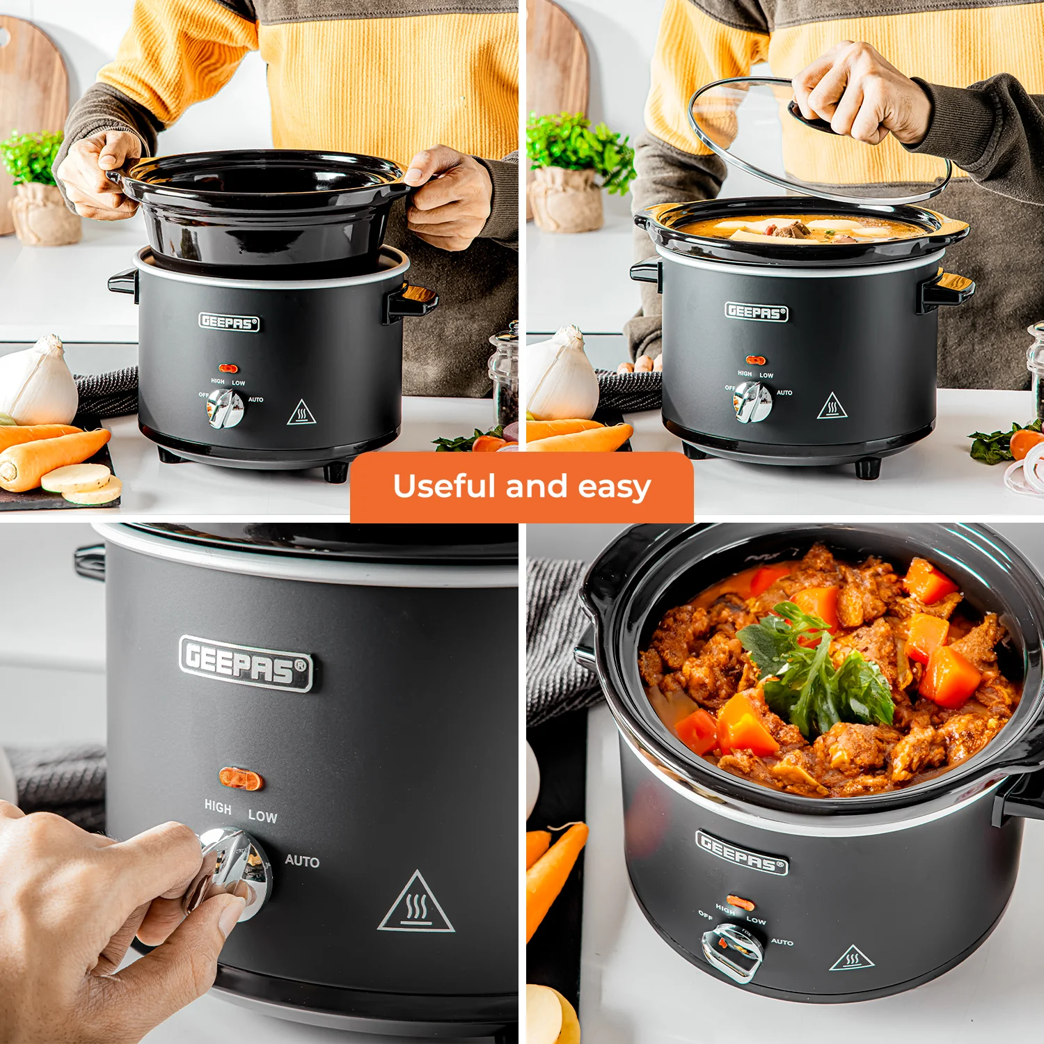 2.5L Black Electric Slow Cooker With Removable Bowl - Image 5