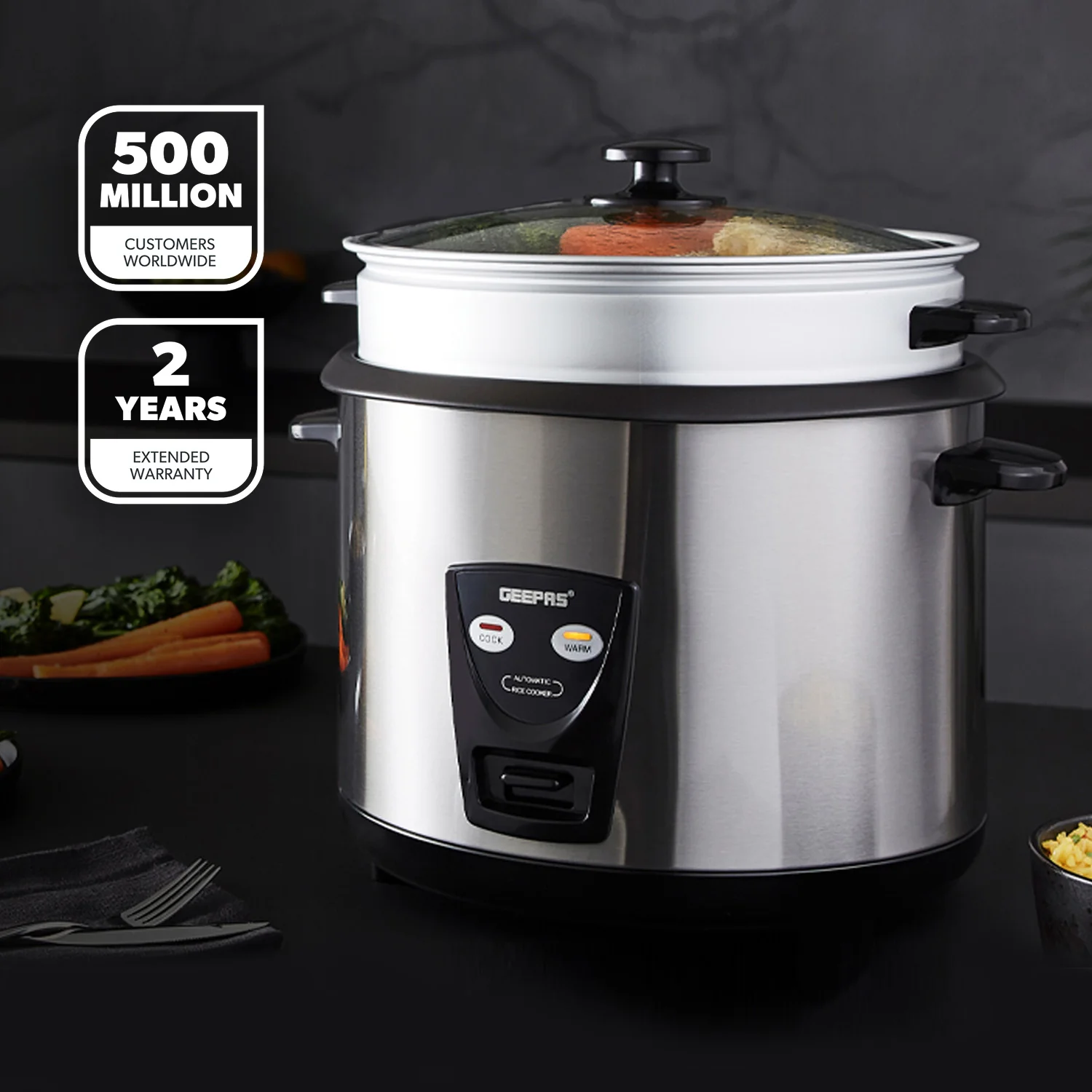 2.8L Rice Cooker Steamer with Keep Warm Automatic Cooking 1000W - Image 2