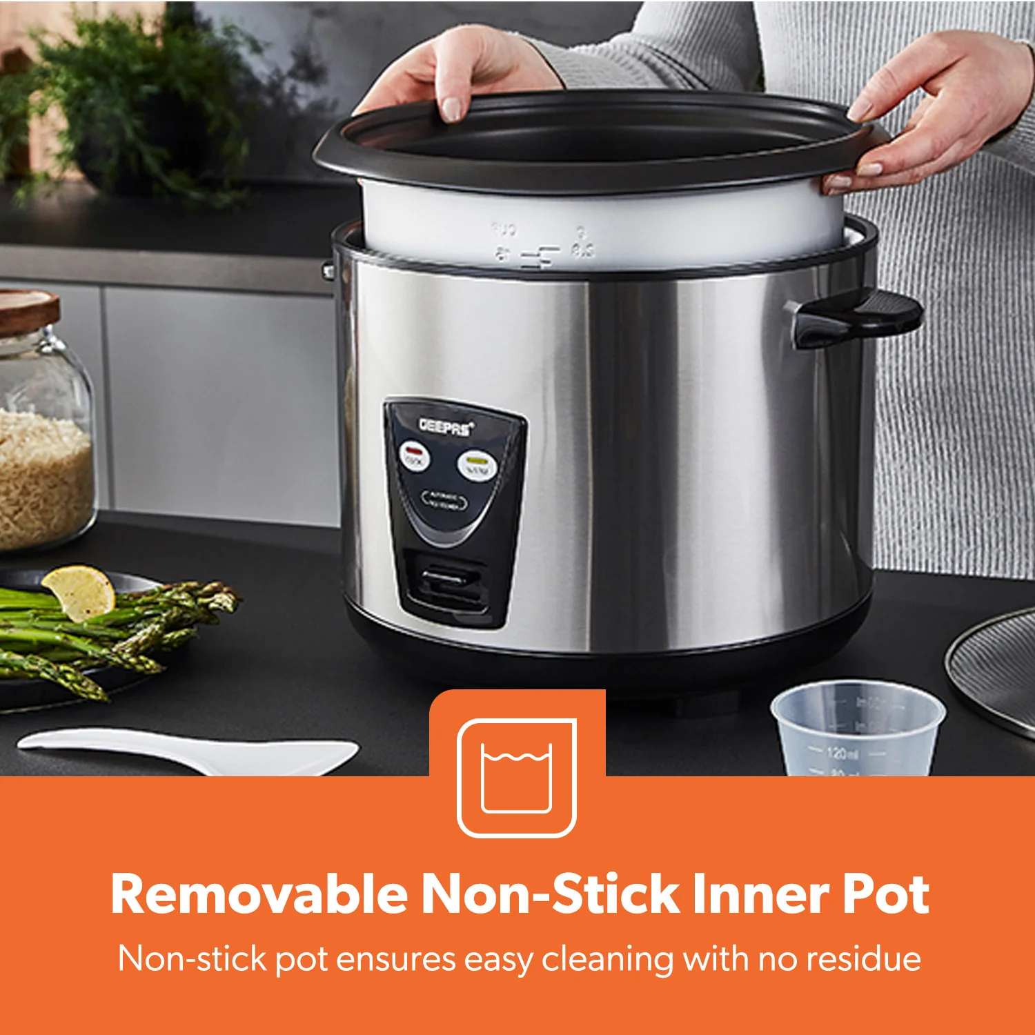 2.8L Rice Cooker Steamer with Keep Warm Automatic Cooking 1000W - Image 7