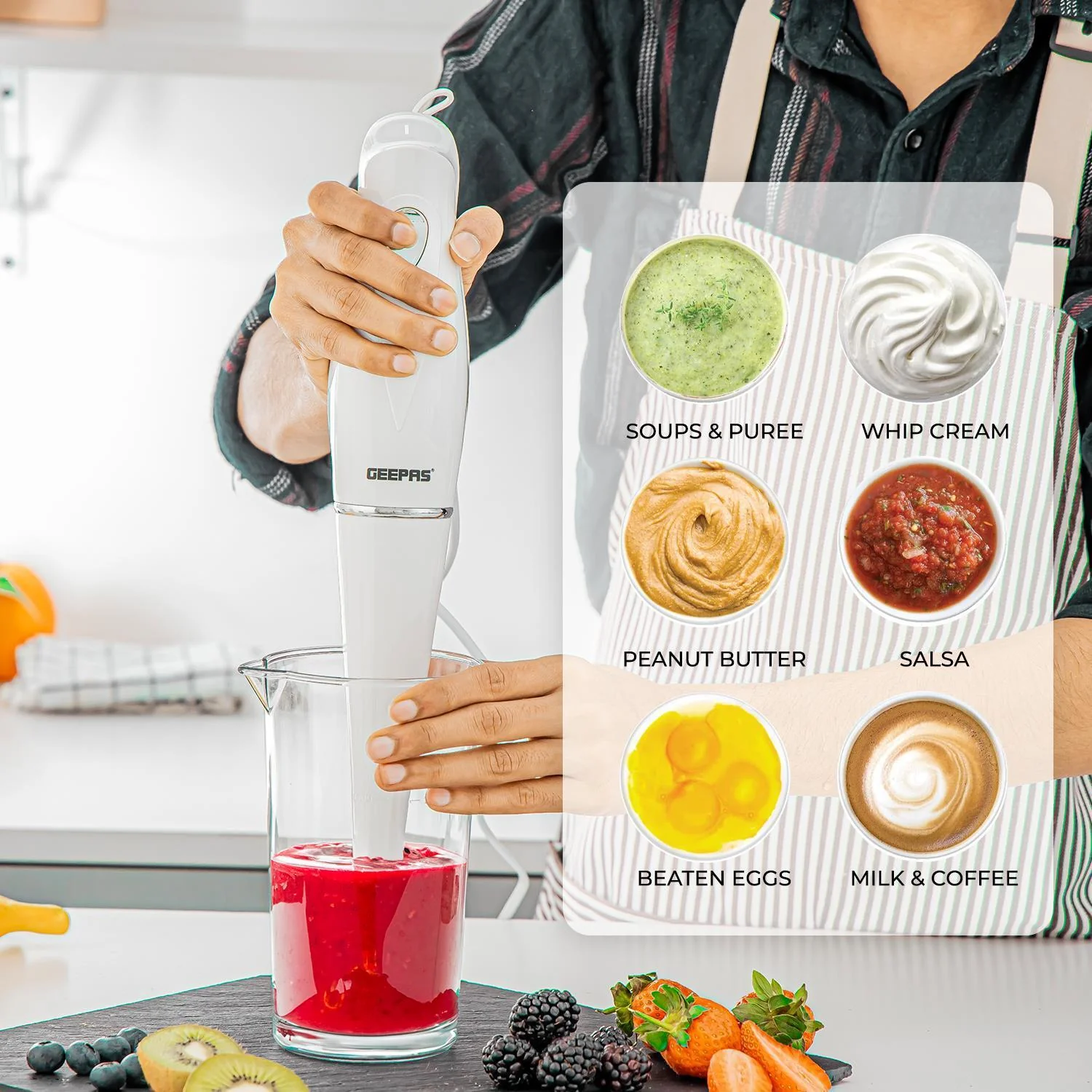 2-In-1 Electric Jug Blender and 180W Hand Blender Combo - Image 5