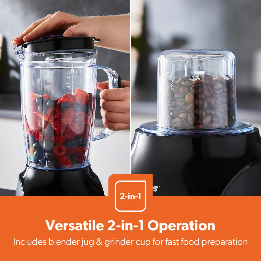 1.8L Black 2-In-1 Food Jug Blender With Spice and Grinder 600W - Image 3