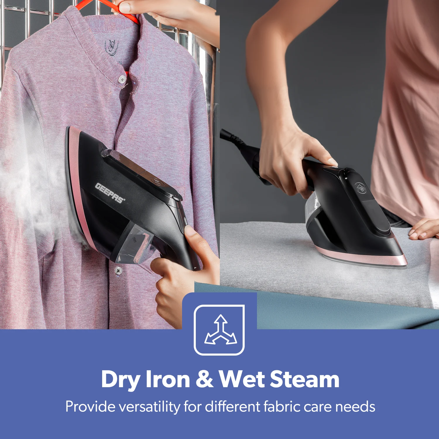 2-In-1 Handheld Wet and Dry Clothes Steamer 1950W - Image 3