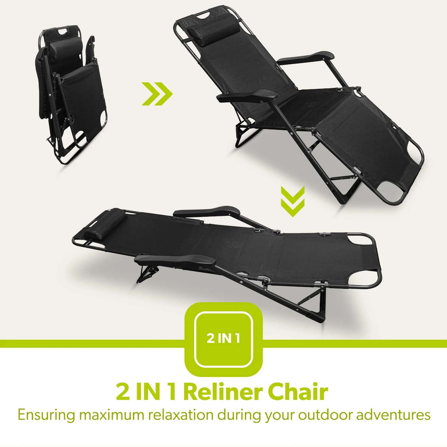 2-In-1 Mesh Camping Chair and Folding Bed With Cushion - Image 6